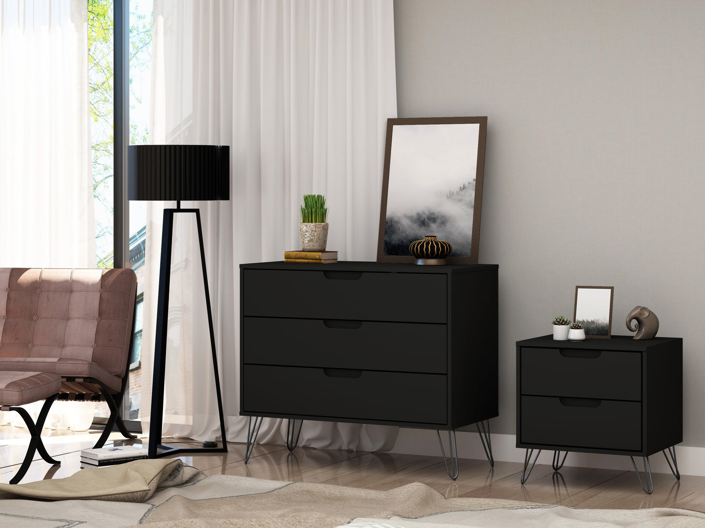 Manhattan Comfort 2-Piece Rockefeller Dresser and Nightstand