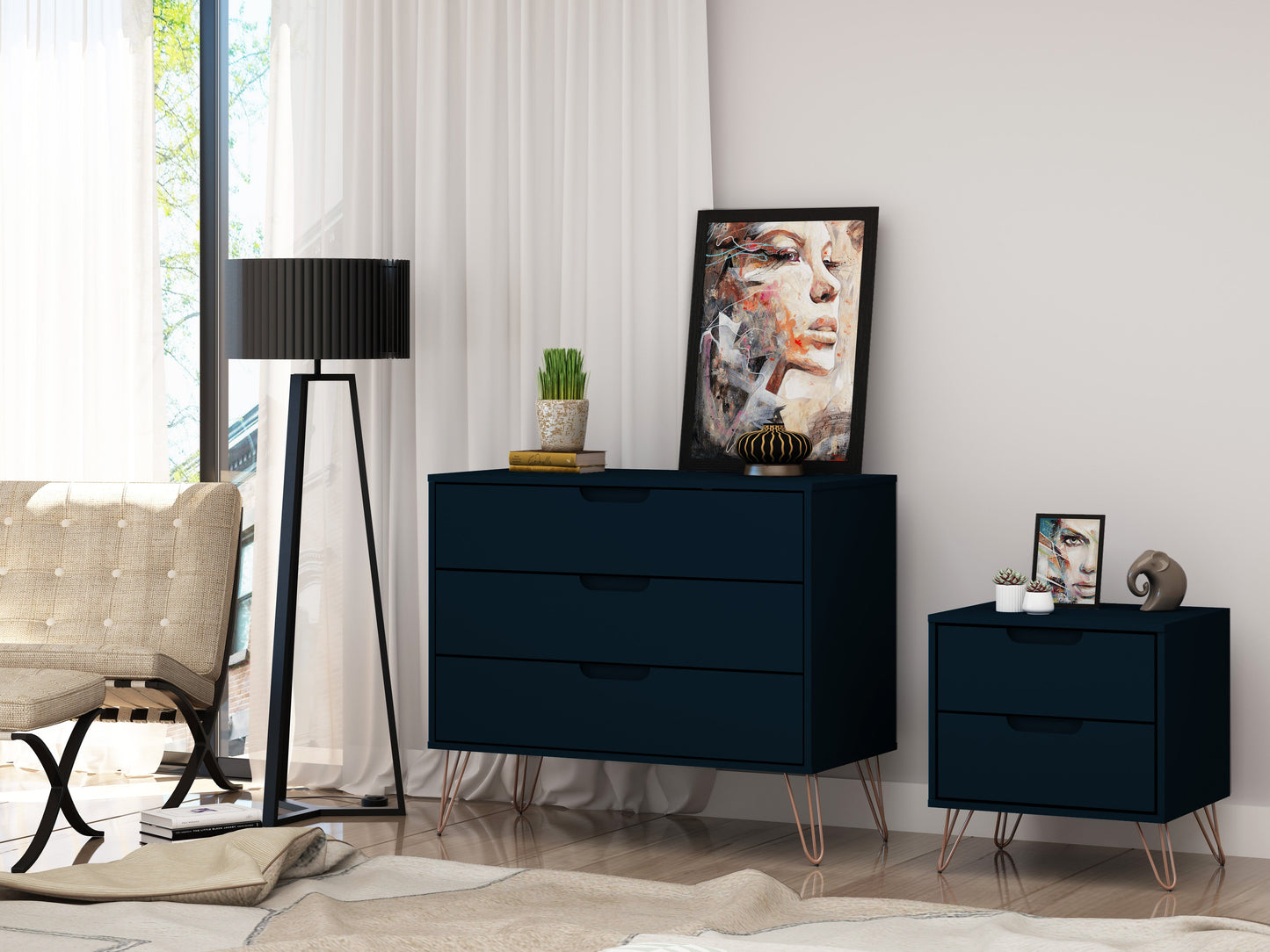 Manhattan Comfort 2-Piece Rockefeller Dresser and Nightstand