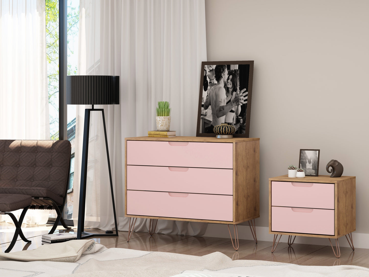 Manhattan Comfort 2-Piece Rockefeller Dresser and Nightstand