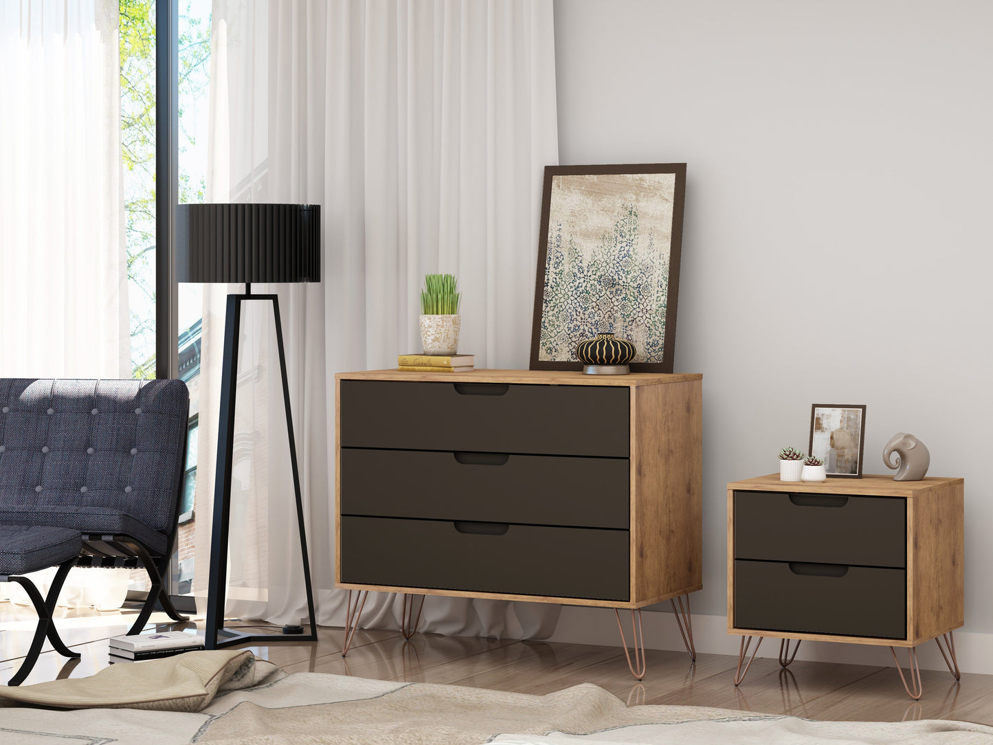 Manhattan Comfort 2-Piece Rockefeller Dresser and Nightstand