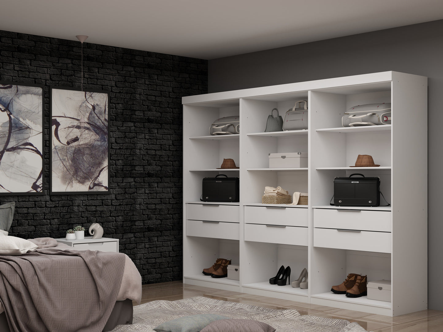 Manhattan Comfort Mulberry Wardrobe/ Armoire/ Closet - Set of 3
