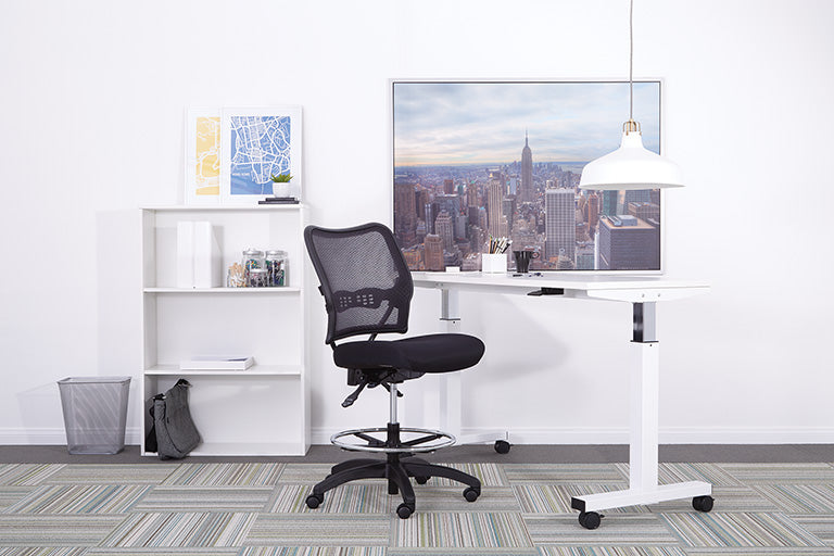 Deluxe Air Grid® Back Drafting Chair with Black Mesh Seat, Dual Function
Control, Adjustable Footring and Angled Nylon Base
