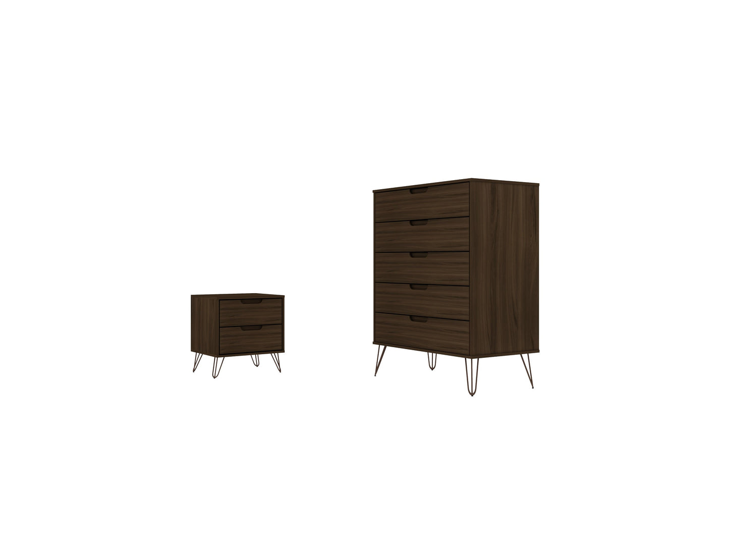 Manhattan Comfort 2-Piece Rockefeller Tall Dresser and Nightstand