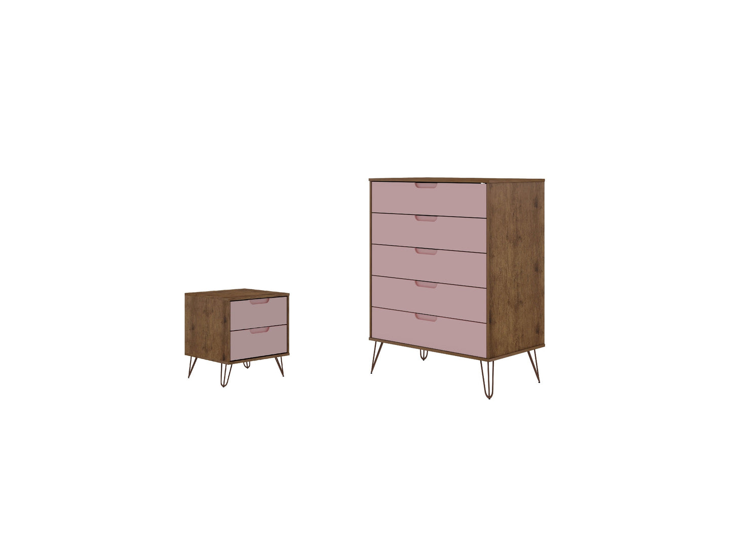 Manhattan Comfort 2-Piece Rockefeller Tall Dresser and Nightstand