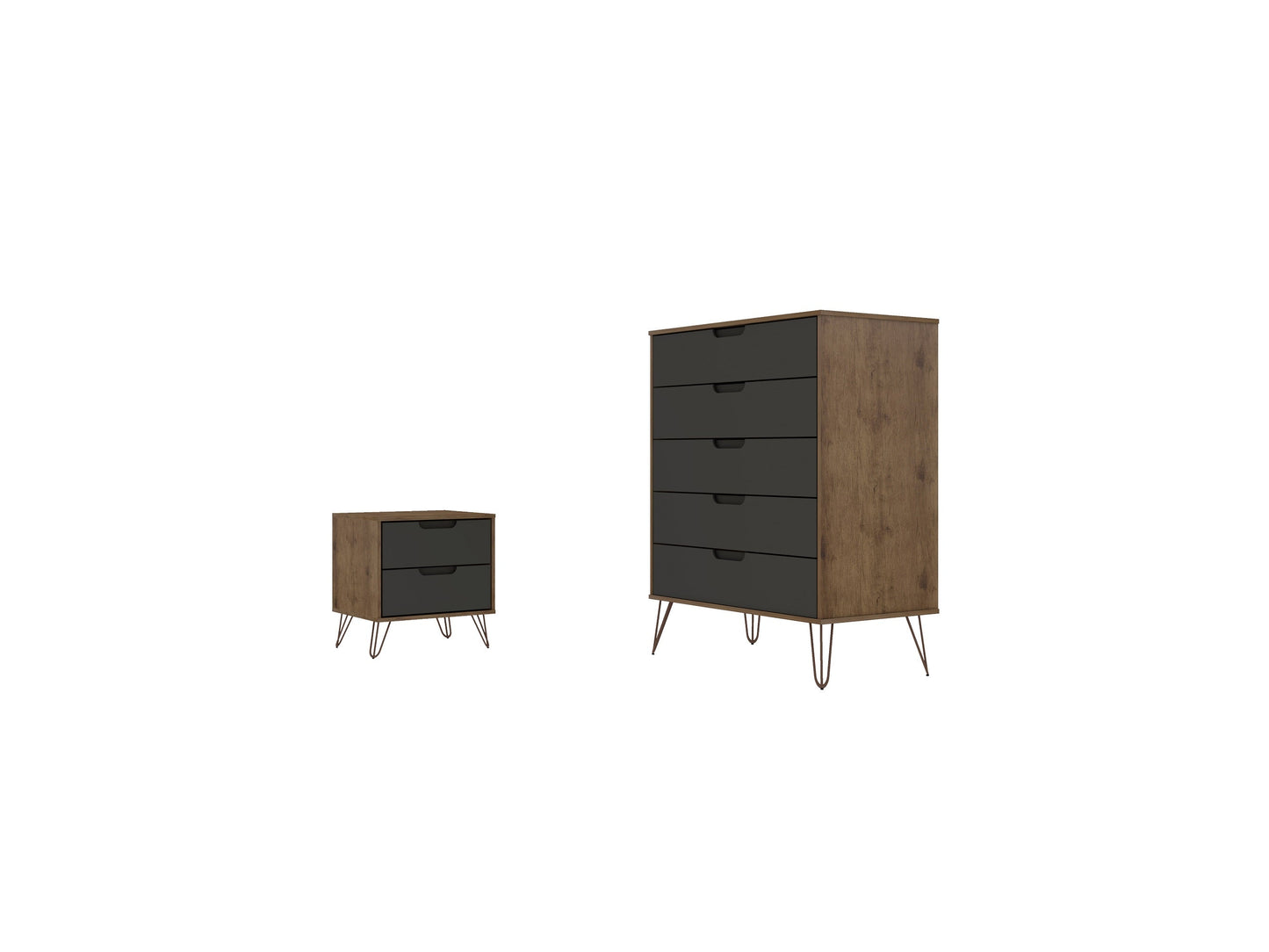 Manhattan Comfort 2-Piece Rockefeller Tall Dresser and Nightstand