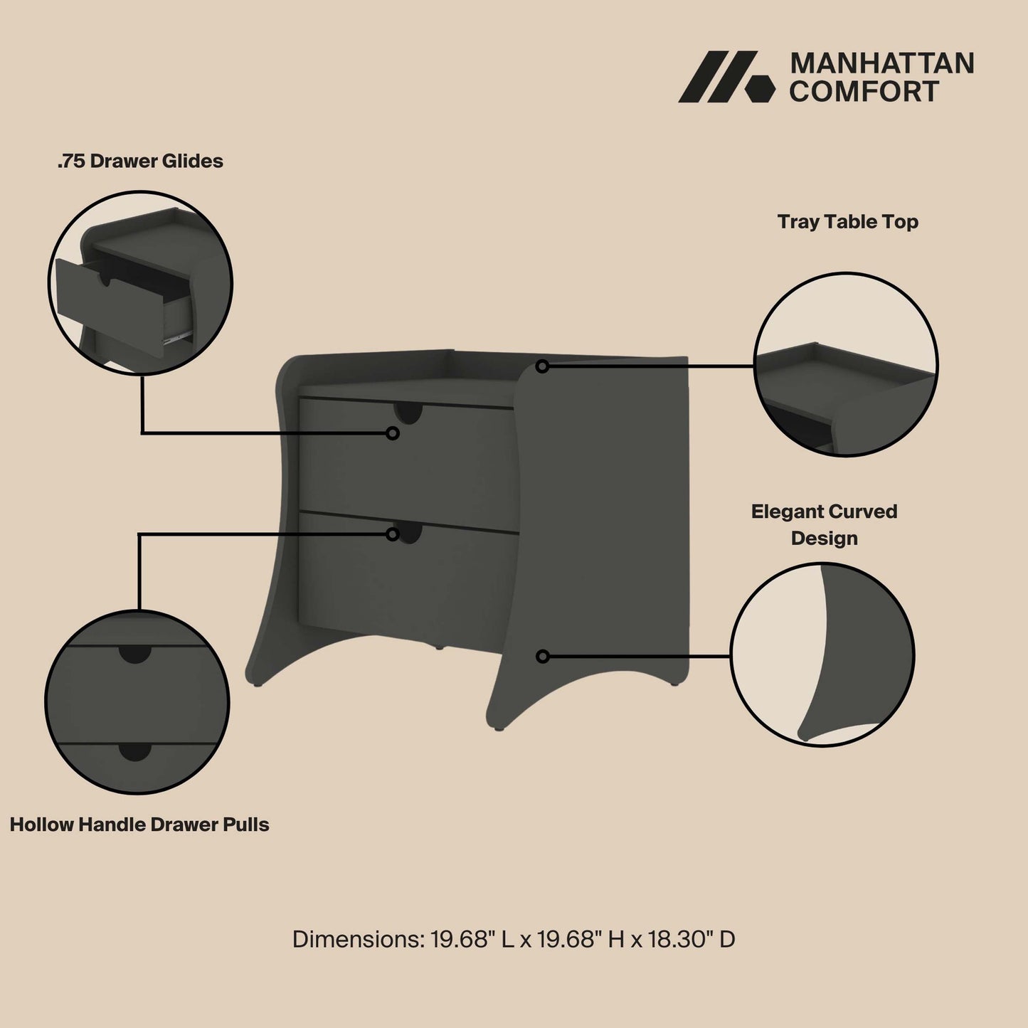 Manhattan Comfort Coney Nightstand