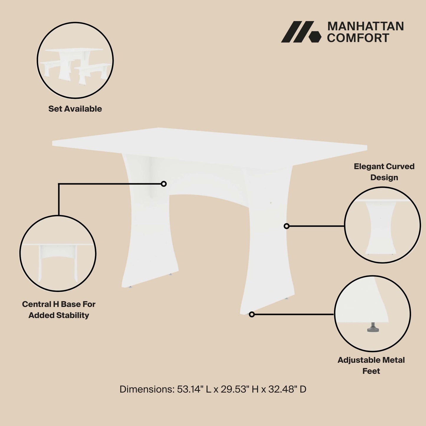 Manhattan Comfort Coney Dining Table