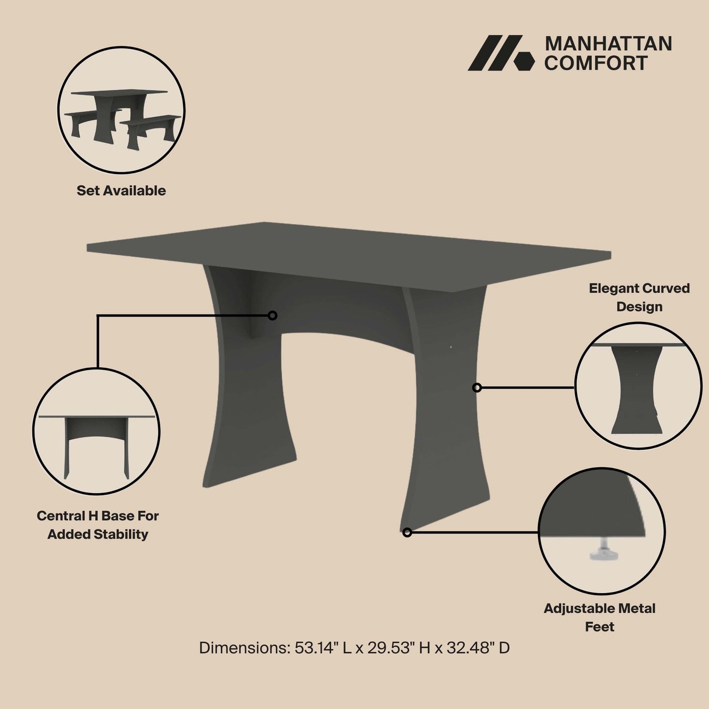 Manhattan Comfort Coney Dining Table