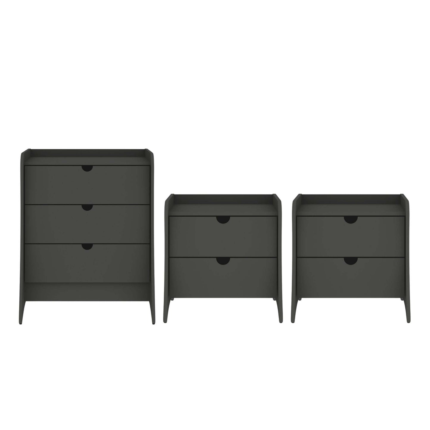 Manhattan Comfort 3-Piece Coney Dresser and 2 Nightstands