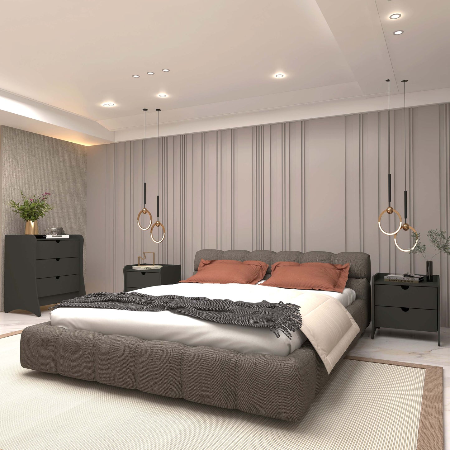 Manhattan Comfort 3-Piece Coney Dresser and 2 Nightstands