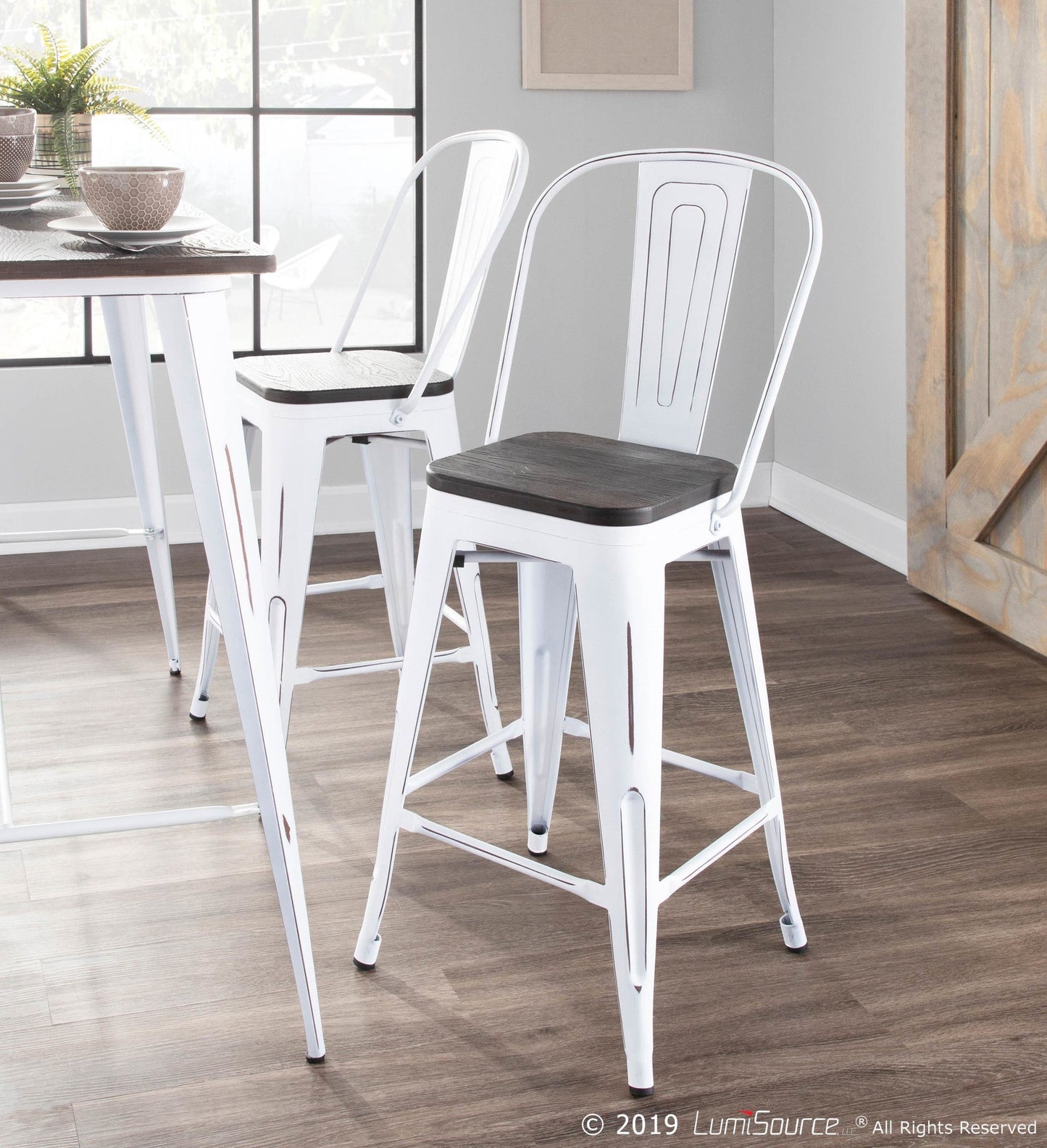 Majestic Office Furniture High Back 24" Fixed-Height Counter Stool - Set of 2