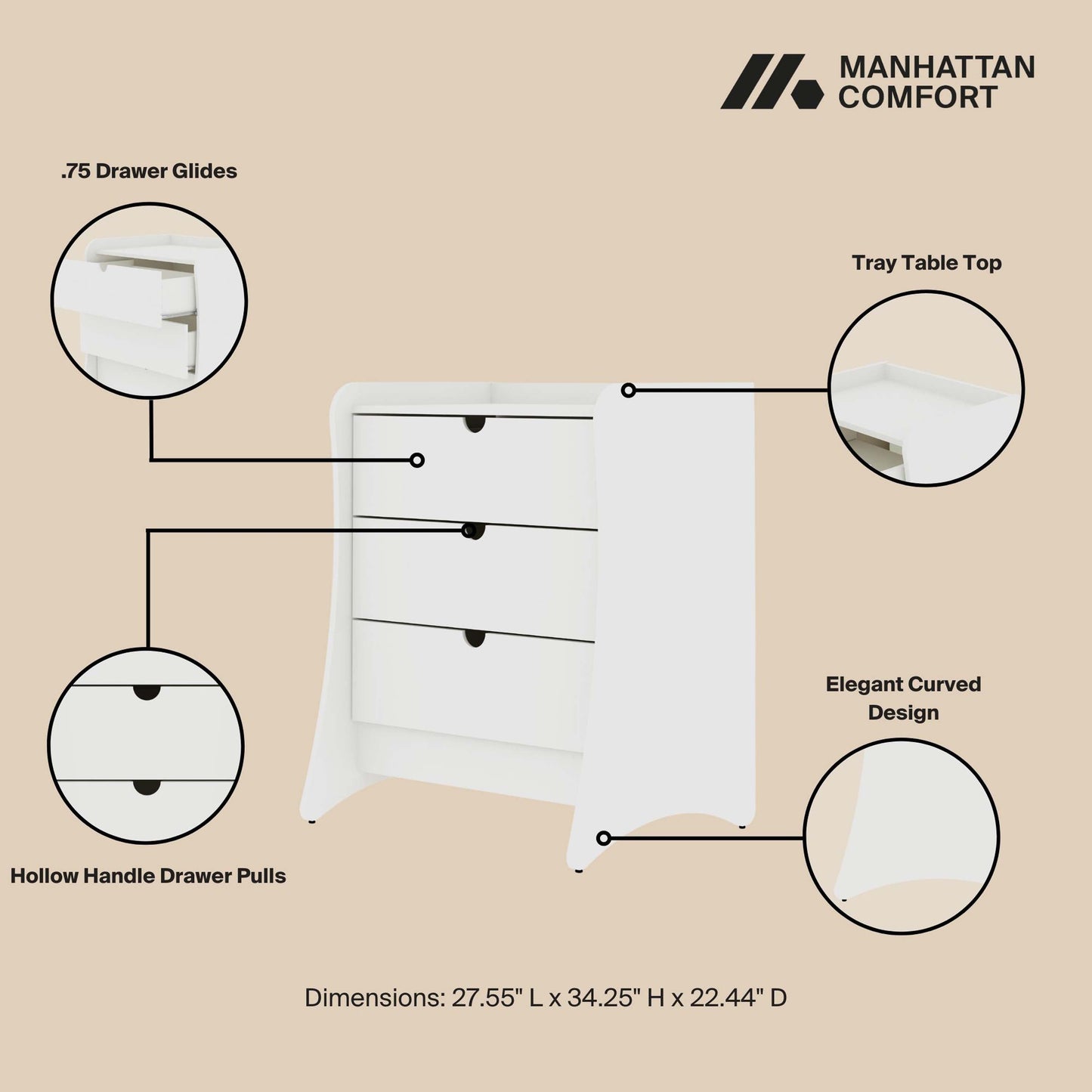 Manhattan Comfort Coney Dresser - Set of 2