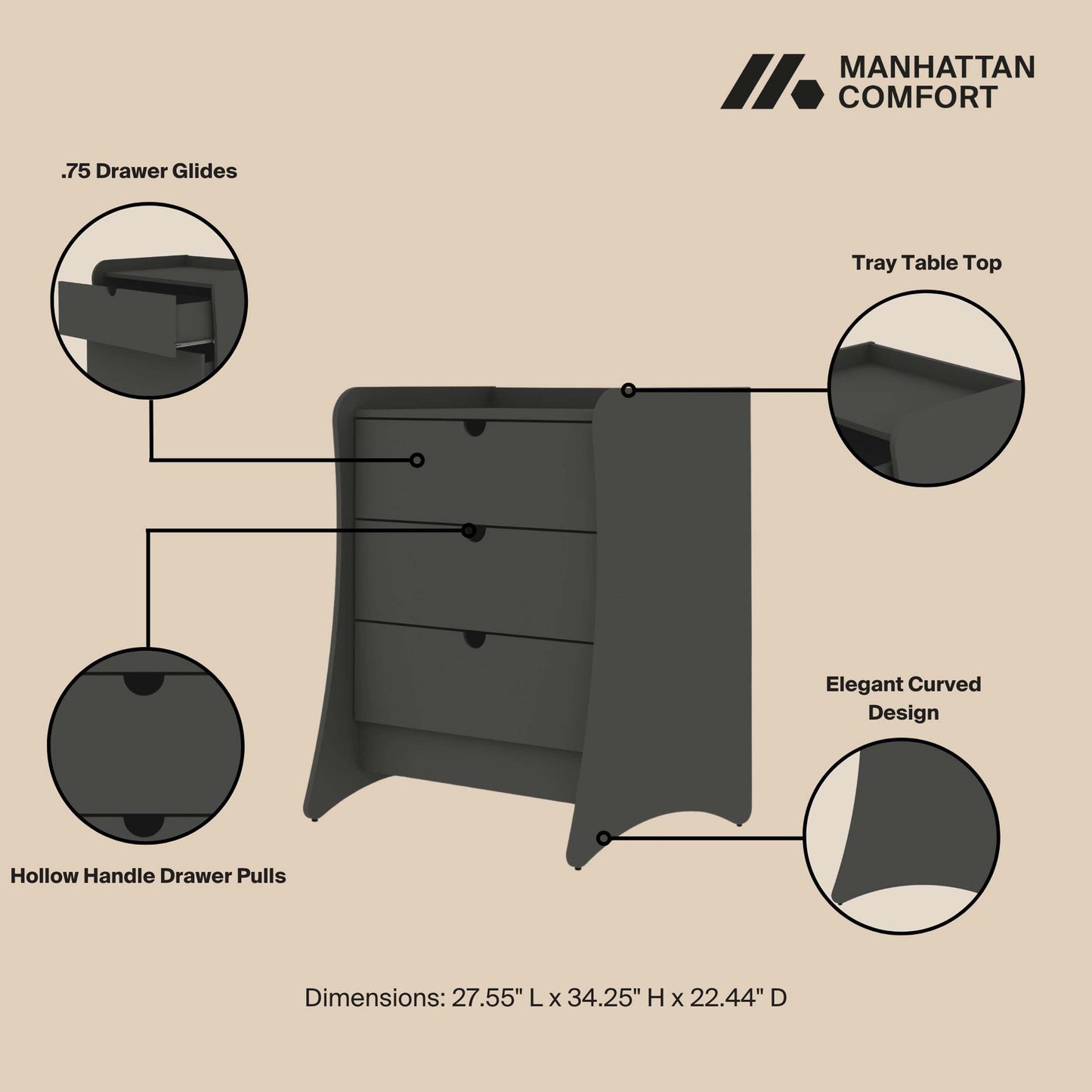 Manhattan Comfort Coney Dresser - Set of 2