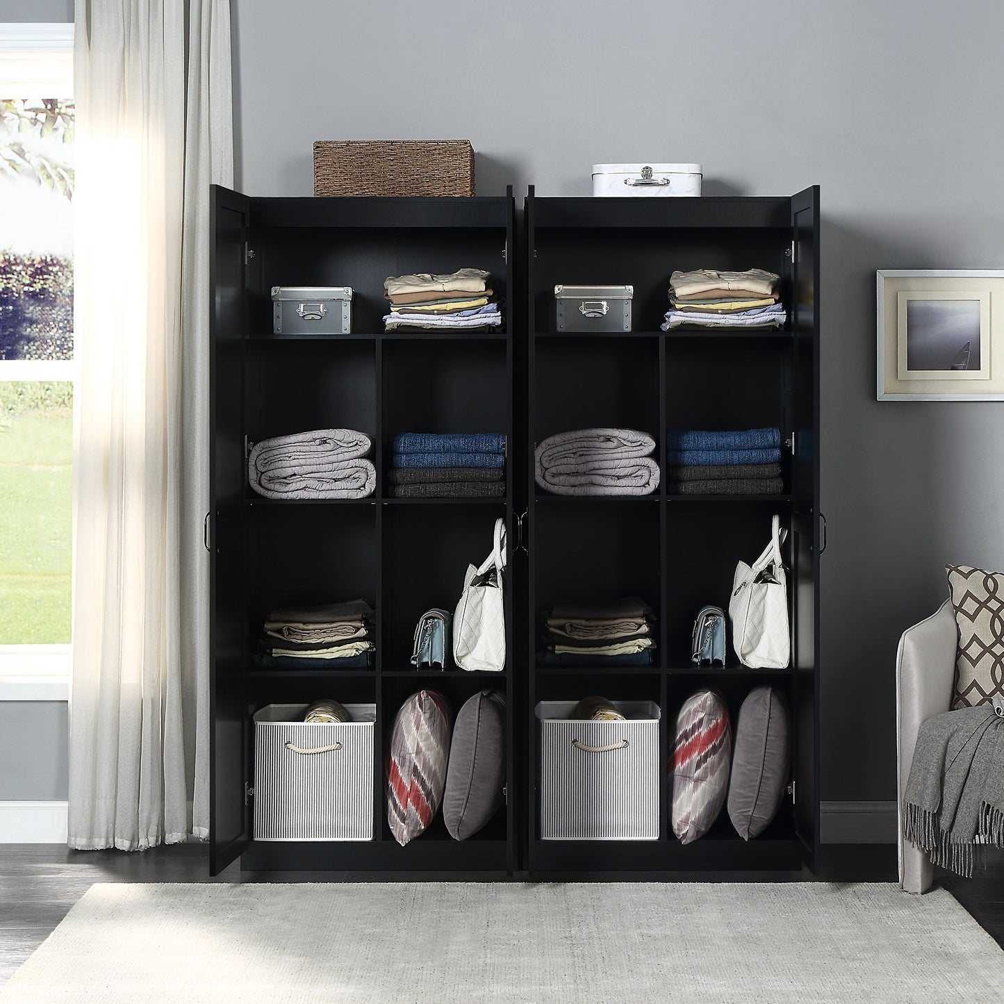 Manhattan Comfort Hopkins Storage Closet - Set of 2