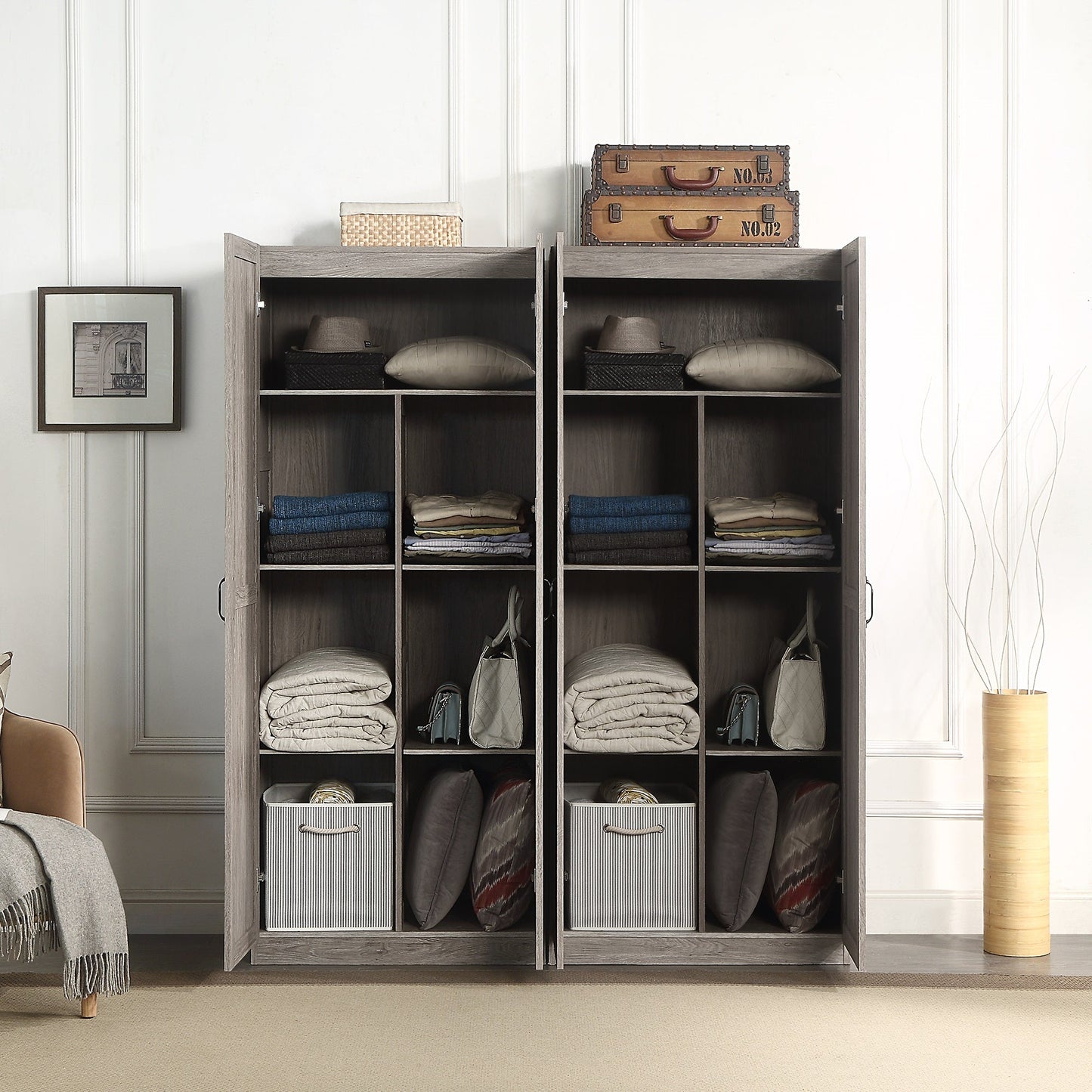 Manhattan Comfort Hopkins Storage Closet - Set of 2