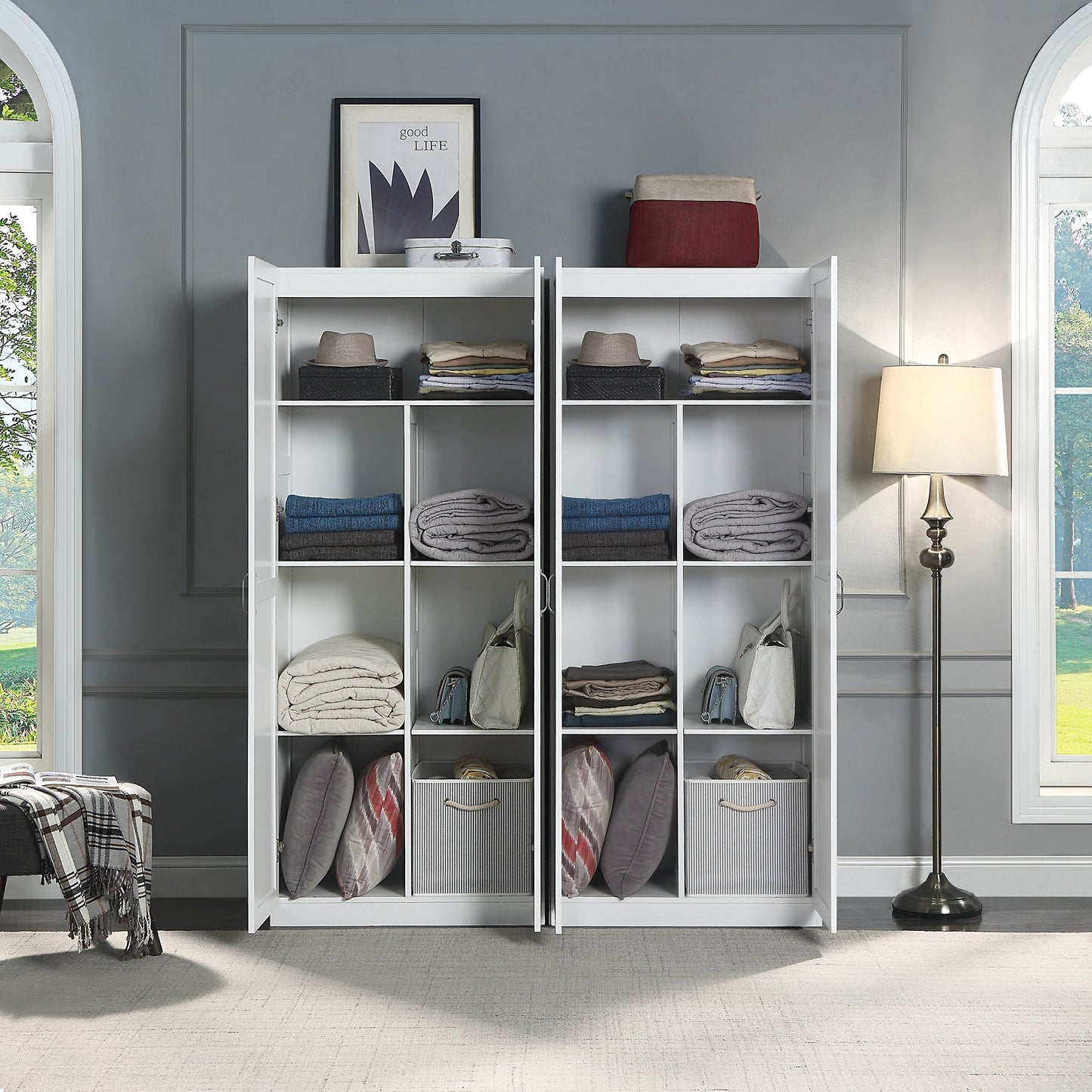 Manhattan Comfort Hopkins Storage Closet - Set of 2