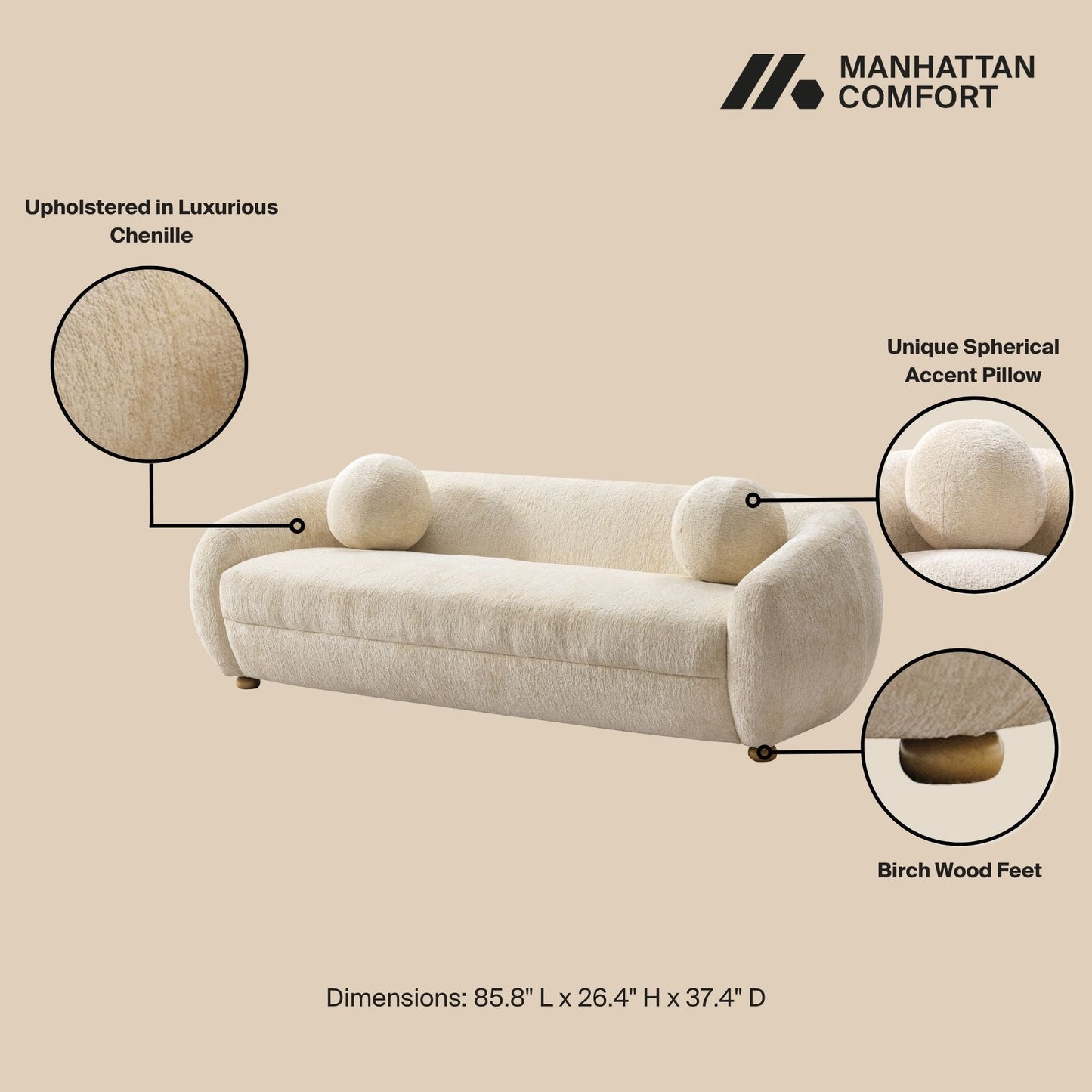 Manhattan Comfort 2-Piece Tribeca Sofa and Accent Chair