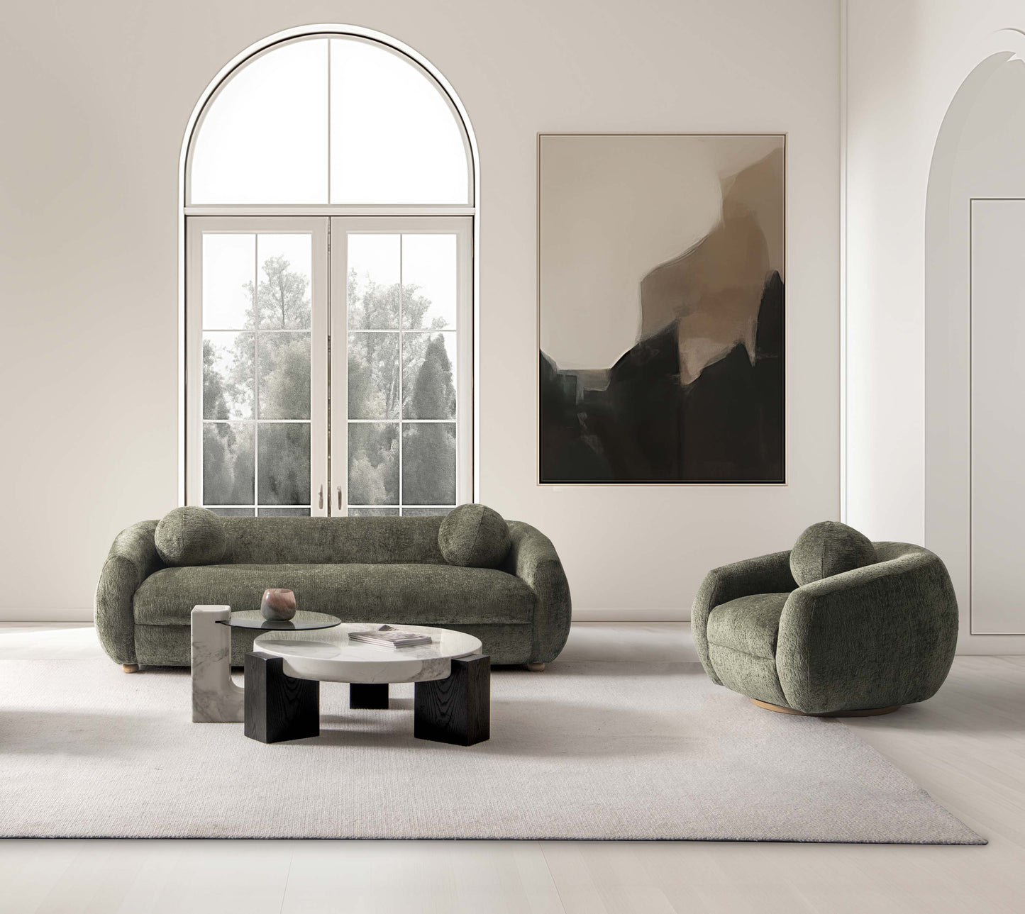 Manhattan Comfort 2-Piece Tribeca Sofa and Accent Chair