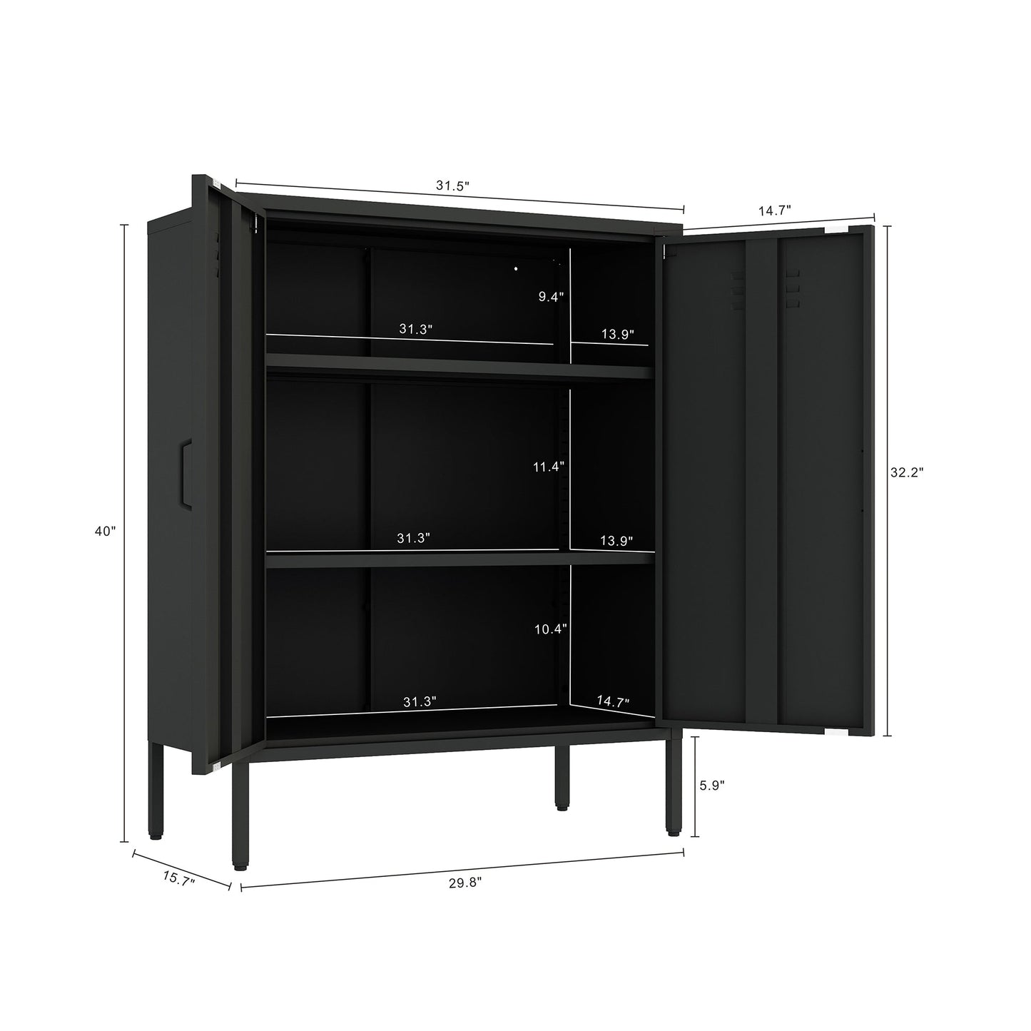 Manhattan Comfort 2-Piece Naomi Accent Cabinet and Storage Cabinet