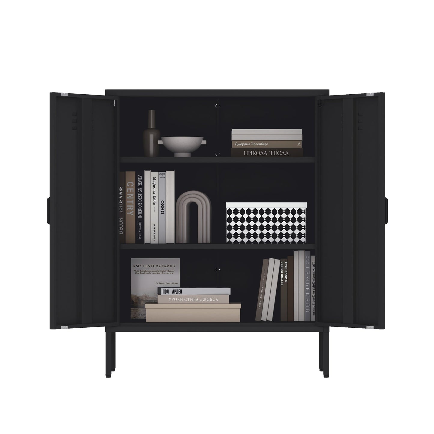 Manhattan Comfort 2-Piece Naomi Accent Cabinet and Storage Cabinet