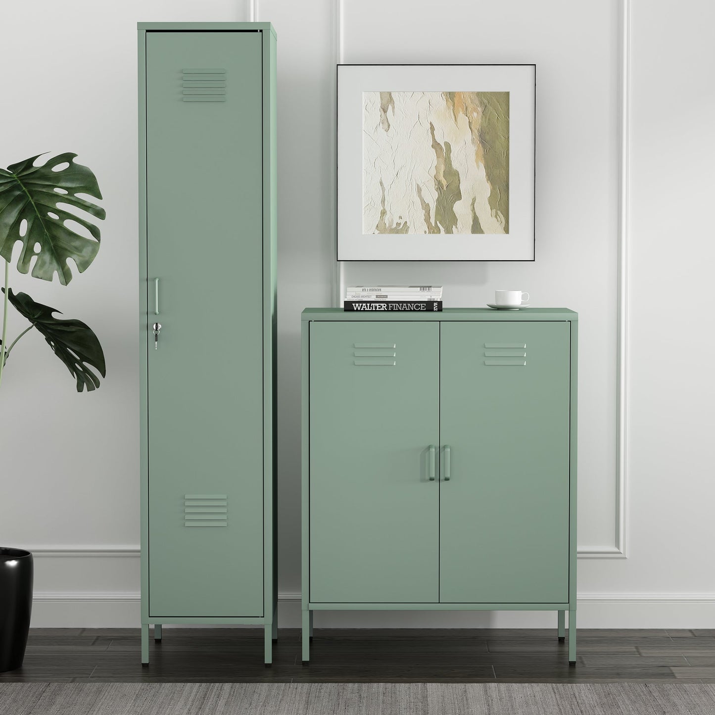 Manhattan Comfort 2-Piece Naomi Accent Cabinet and Storage Cabinet