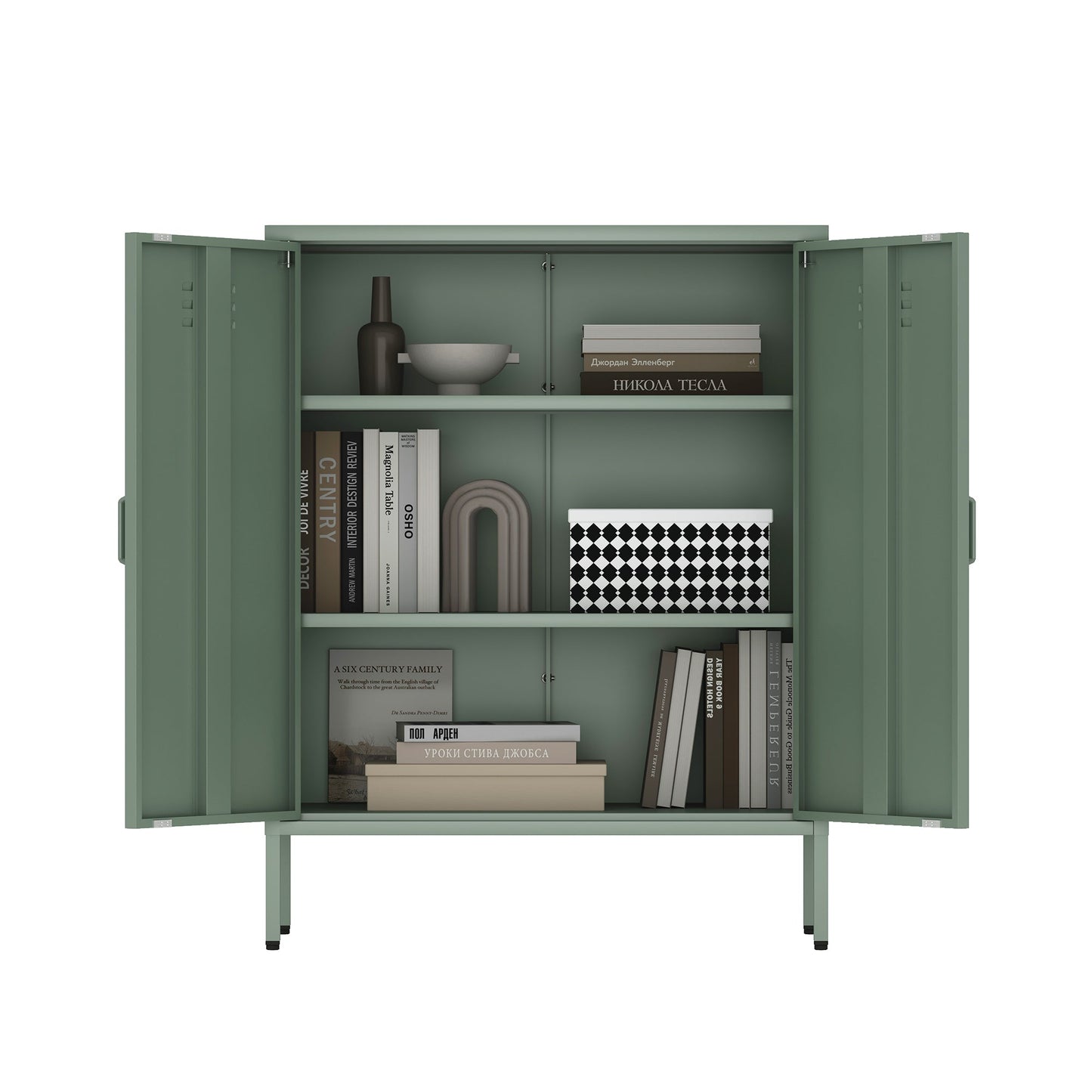 Manhattan Comfort 2-Piece Naomi Accent Cabinet and Storage Cabinet