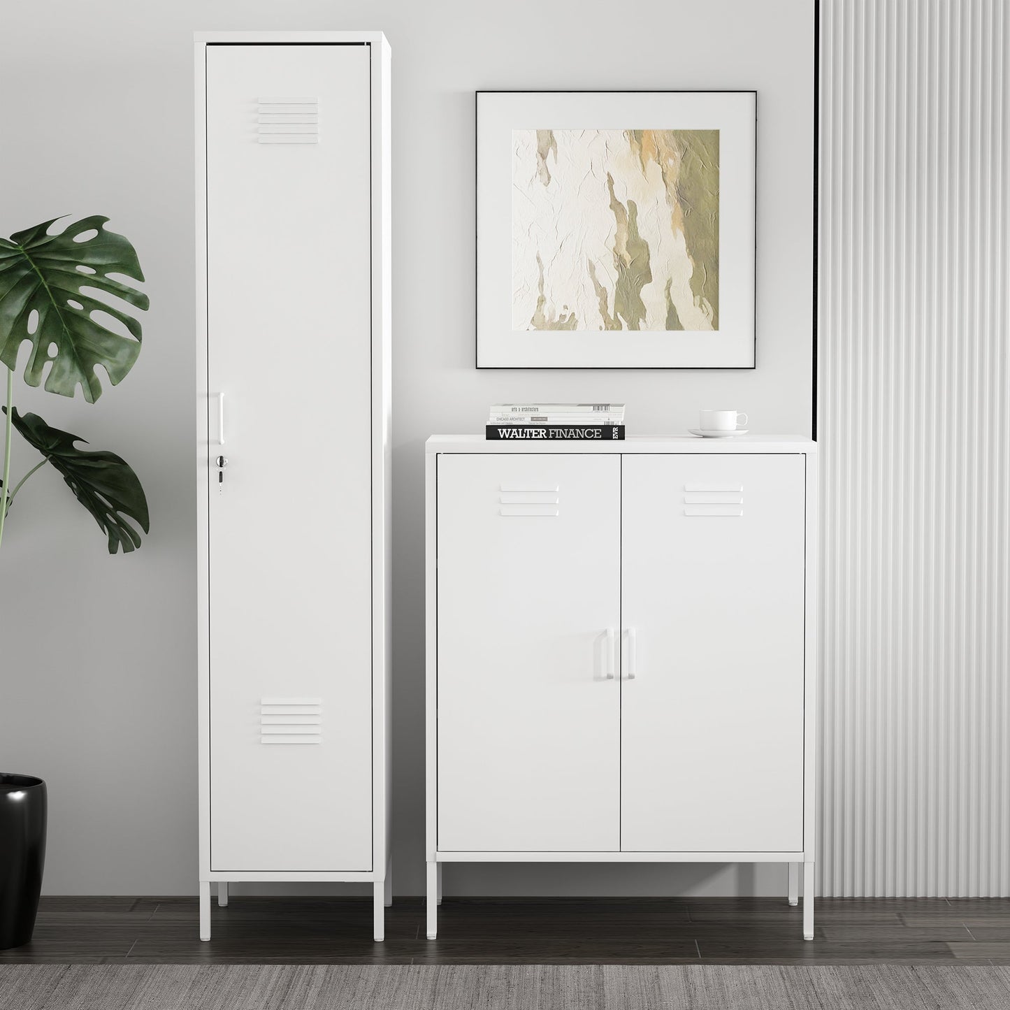 Manhattan Comfort 2-Piece Naomi Accent Cabinet and Storage Cabinet