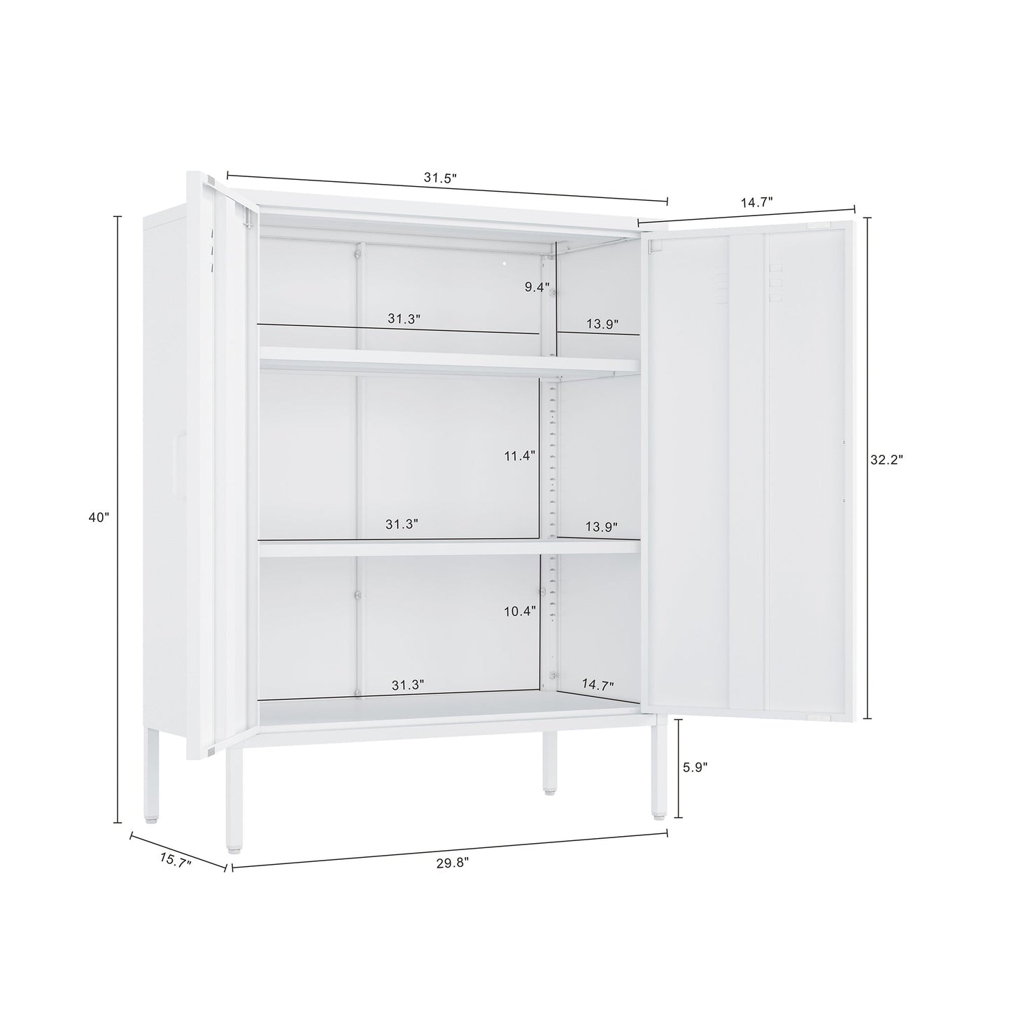 Manhattan Comfort 2-Piece Naomi Accent Cabinet and Storage Cabinet