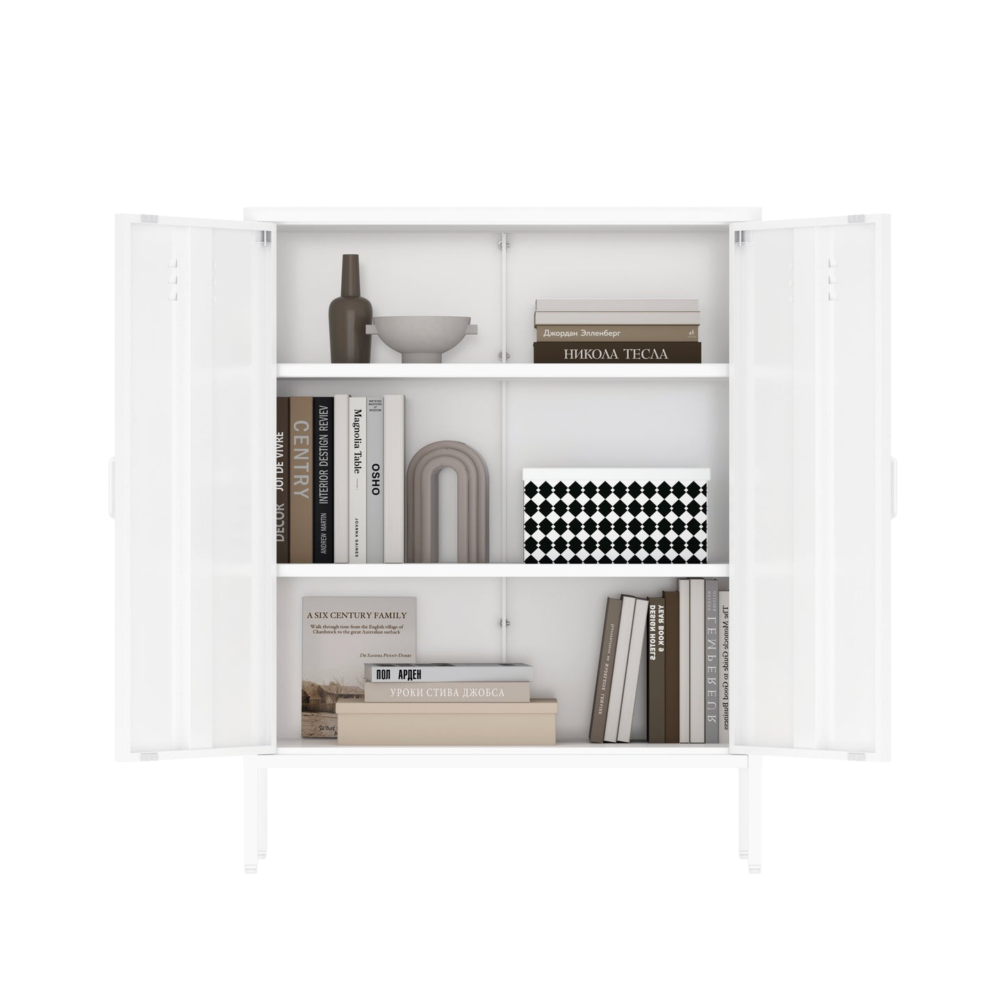 Manhattan Comfort 2-Piece Naomi Accent Cabinet and Storage Cabinet