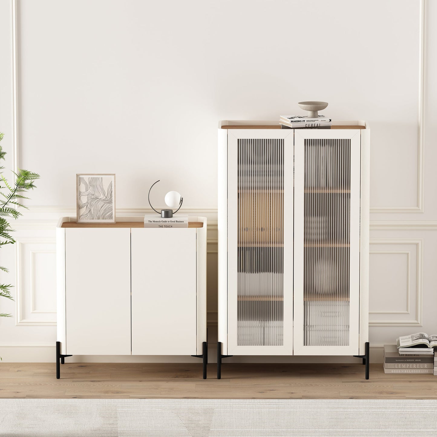 Manhattan Comfort 2-Piece Abbey Accent Cabinet and Bookcase