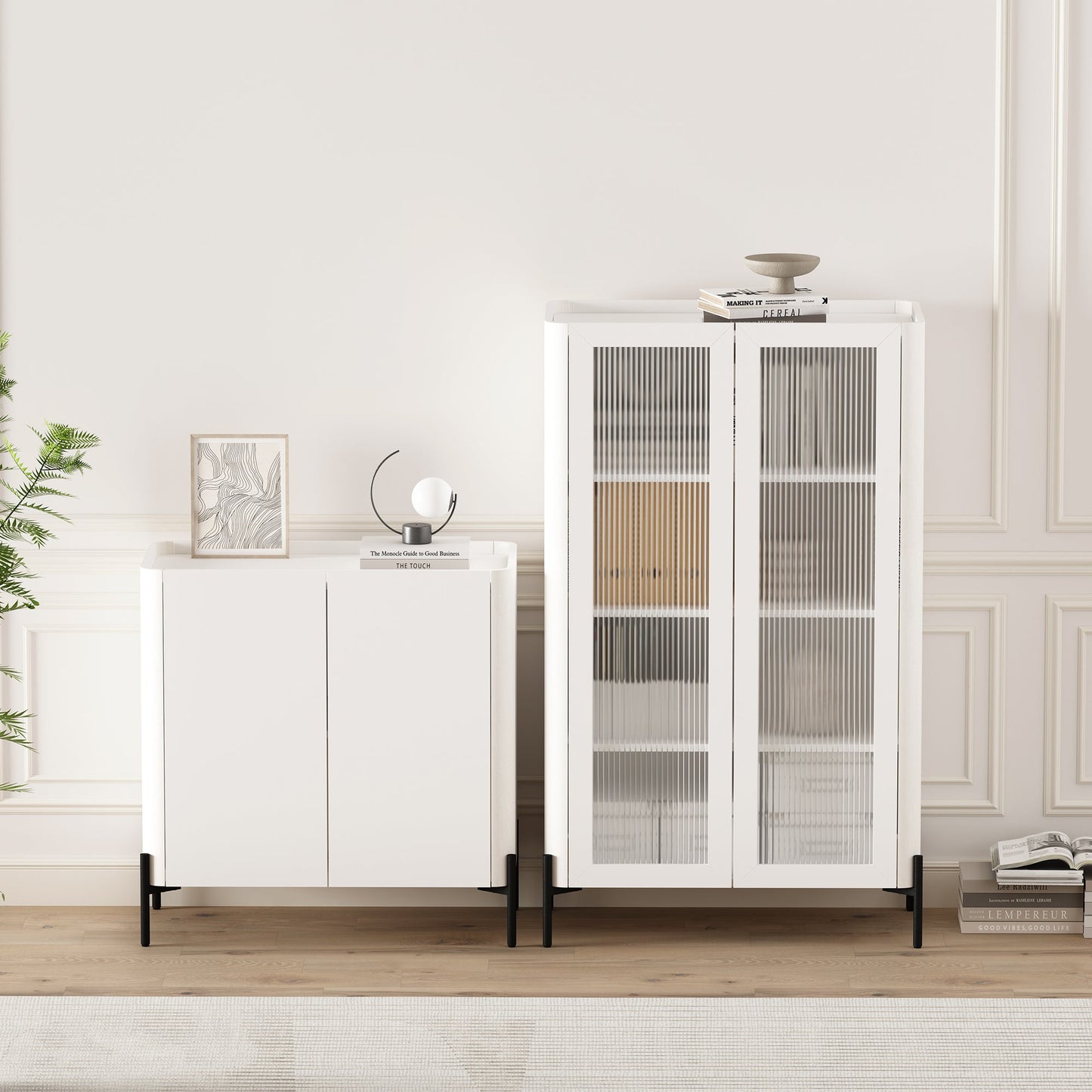 Manhattan Comfort 2-Piece Abbey Accent Cabinet and Bookcase