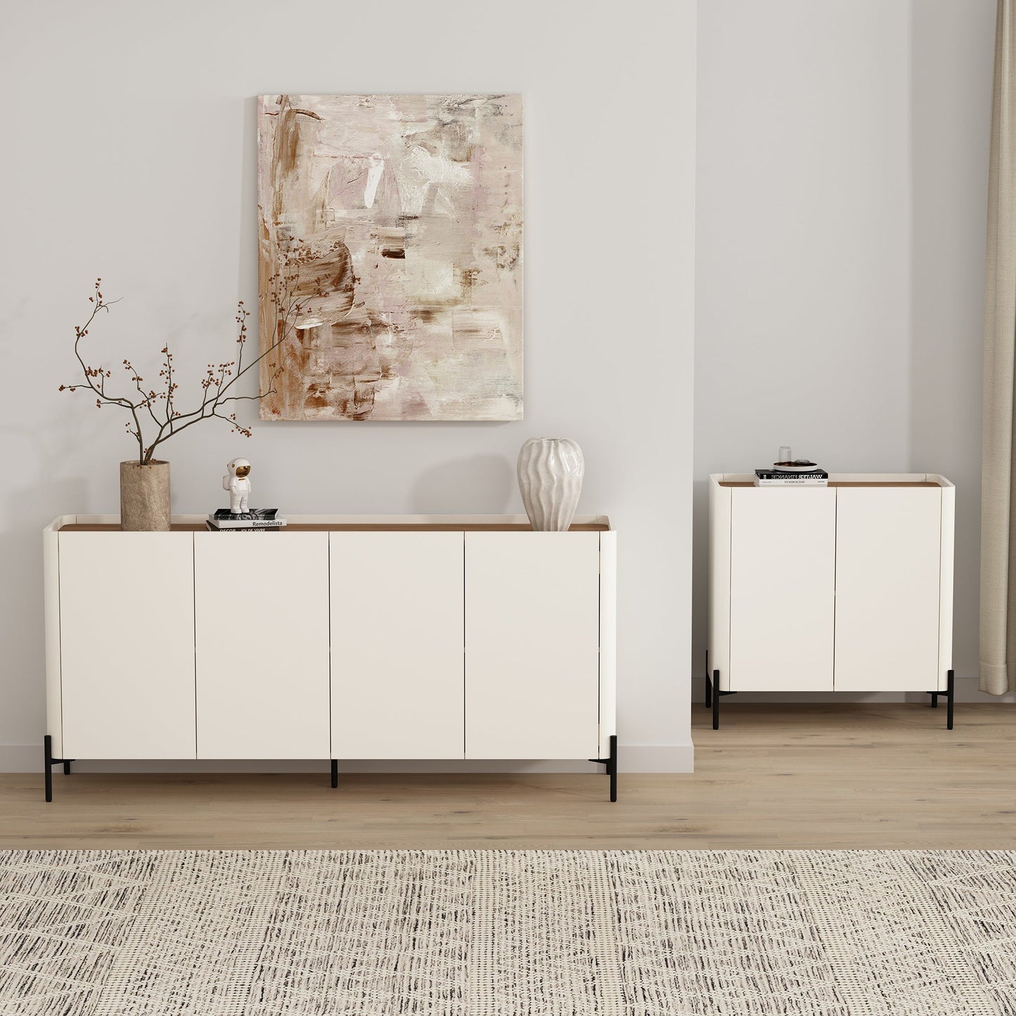 Manhattan Comfort 2-Piece Abbey Accent Cabinet and Sideboard