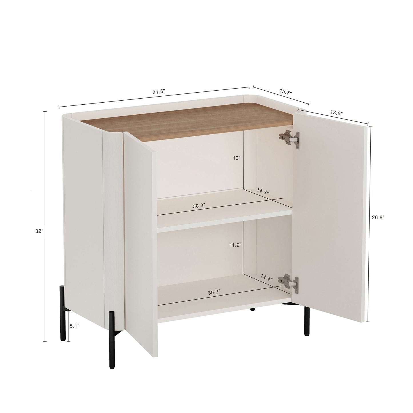 Manhattan Comfort 2-Piece Abbey Accent Cabinet and Sideboard