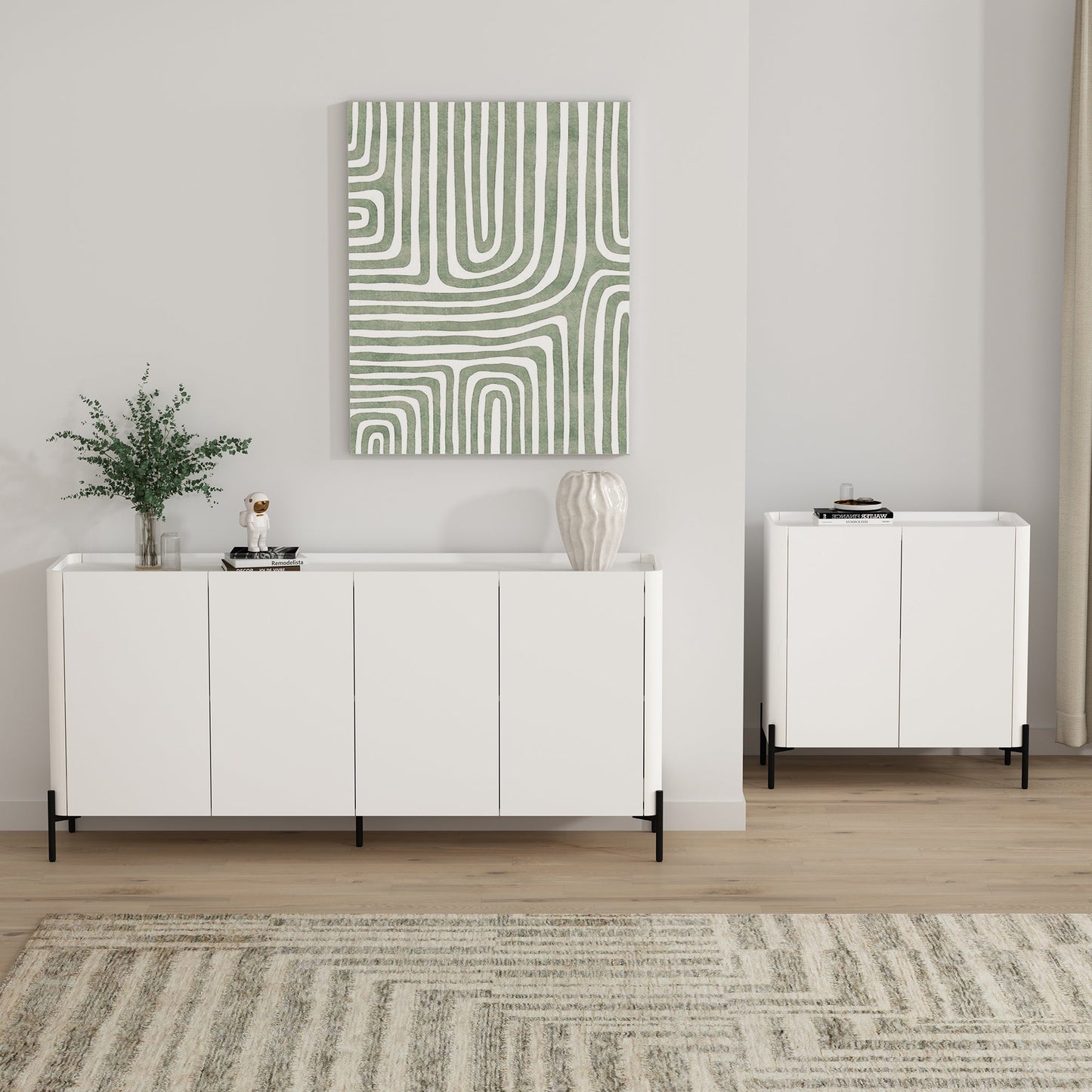 Manhattan Comfort 2-Piece Abbey Accent Cabinet and Sideboard