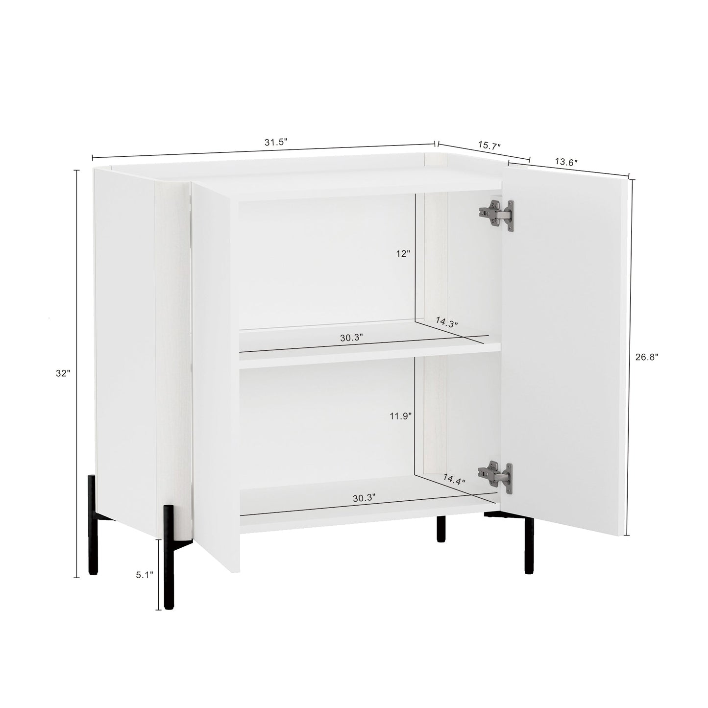 Manhattan Comfort 2-Piece Abbey Accent Cabinet and Sideboard