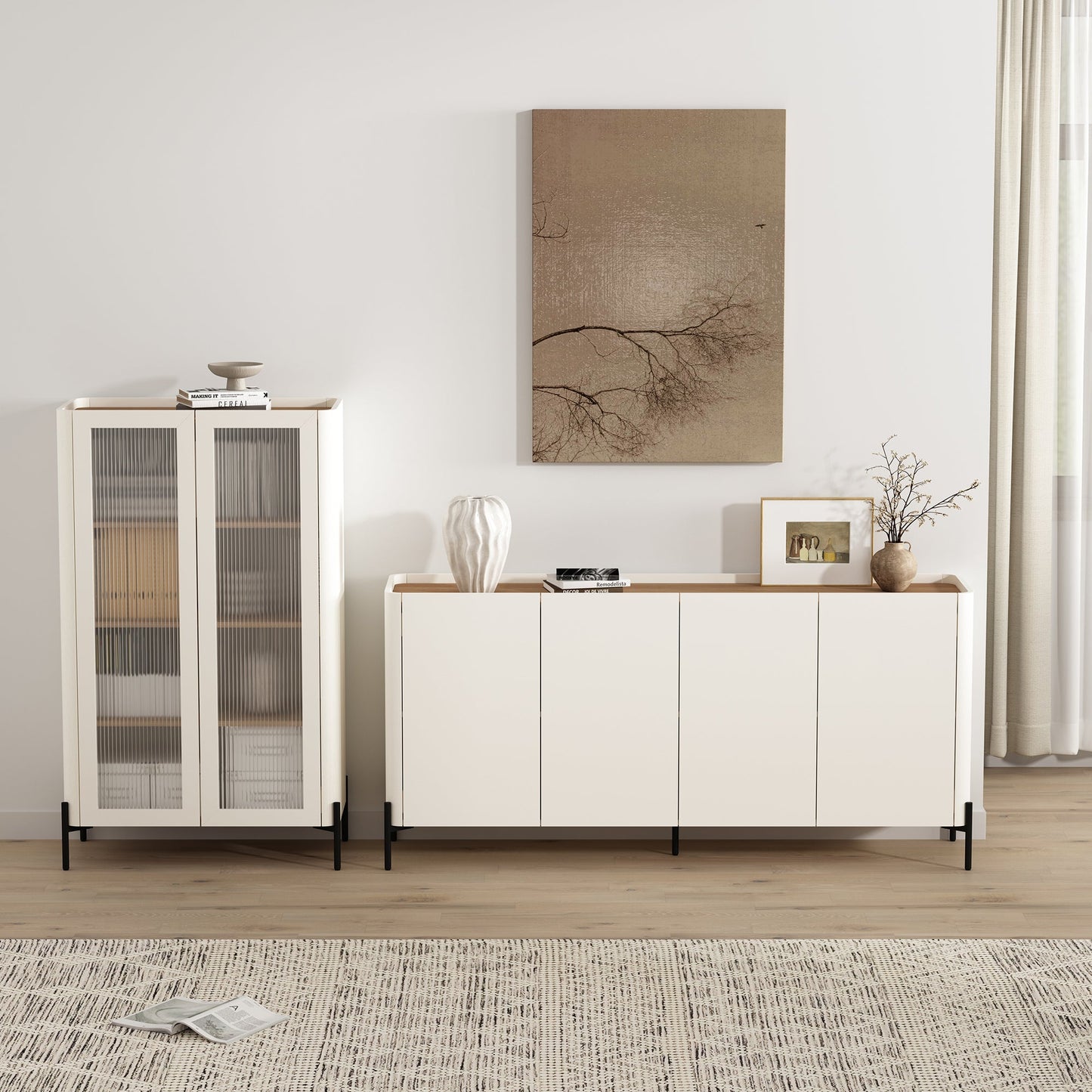 Manhattan Comfort 2-Piece Abbey Bookcase and Sideboard