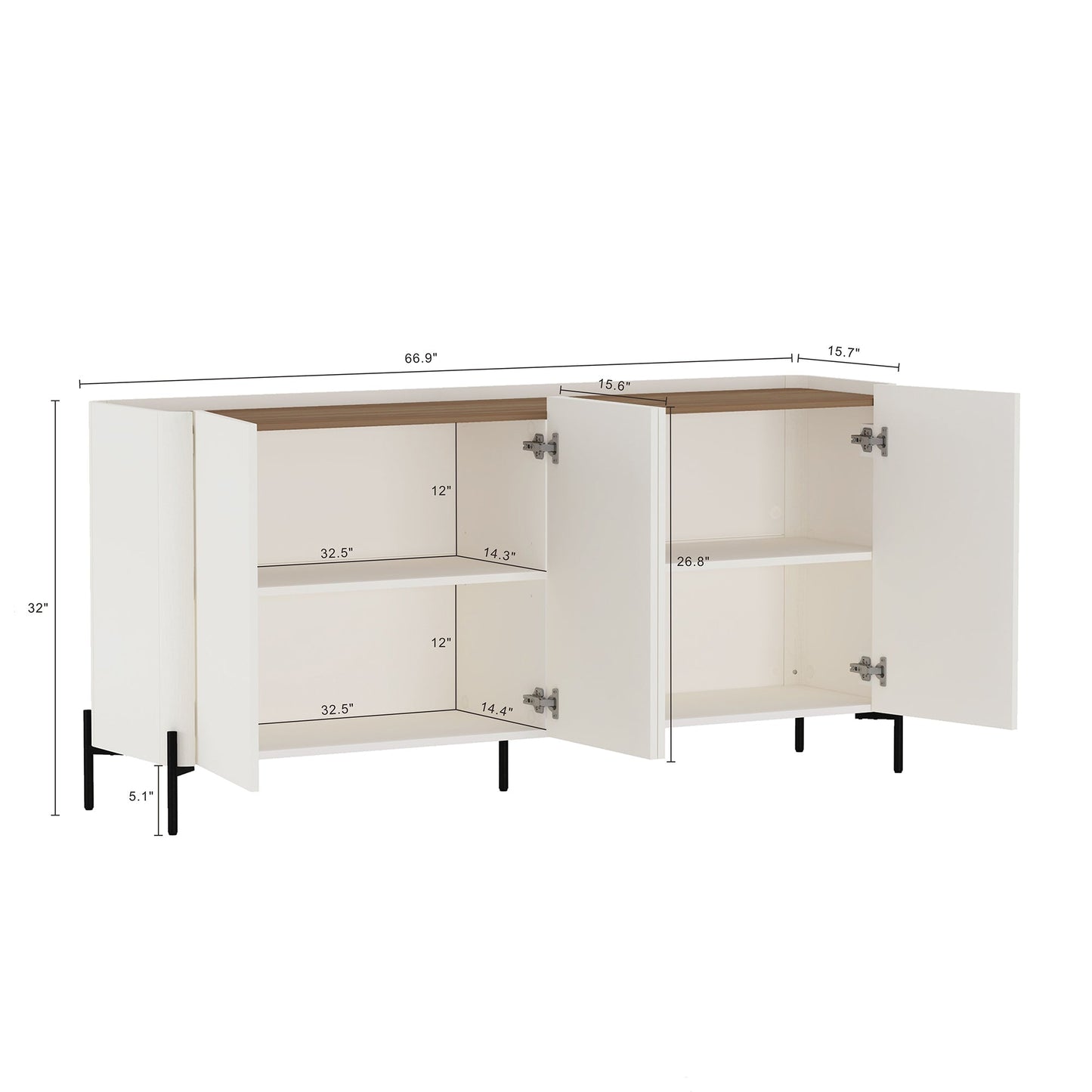 Manhattan Comfort 2-Piece Abbey Bookcase and Sideboard