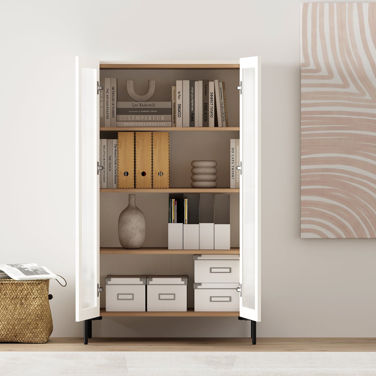 Manhattan Comfort 2-Piece Abbey Bookcase and Sideboard