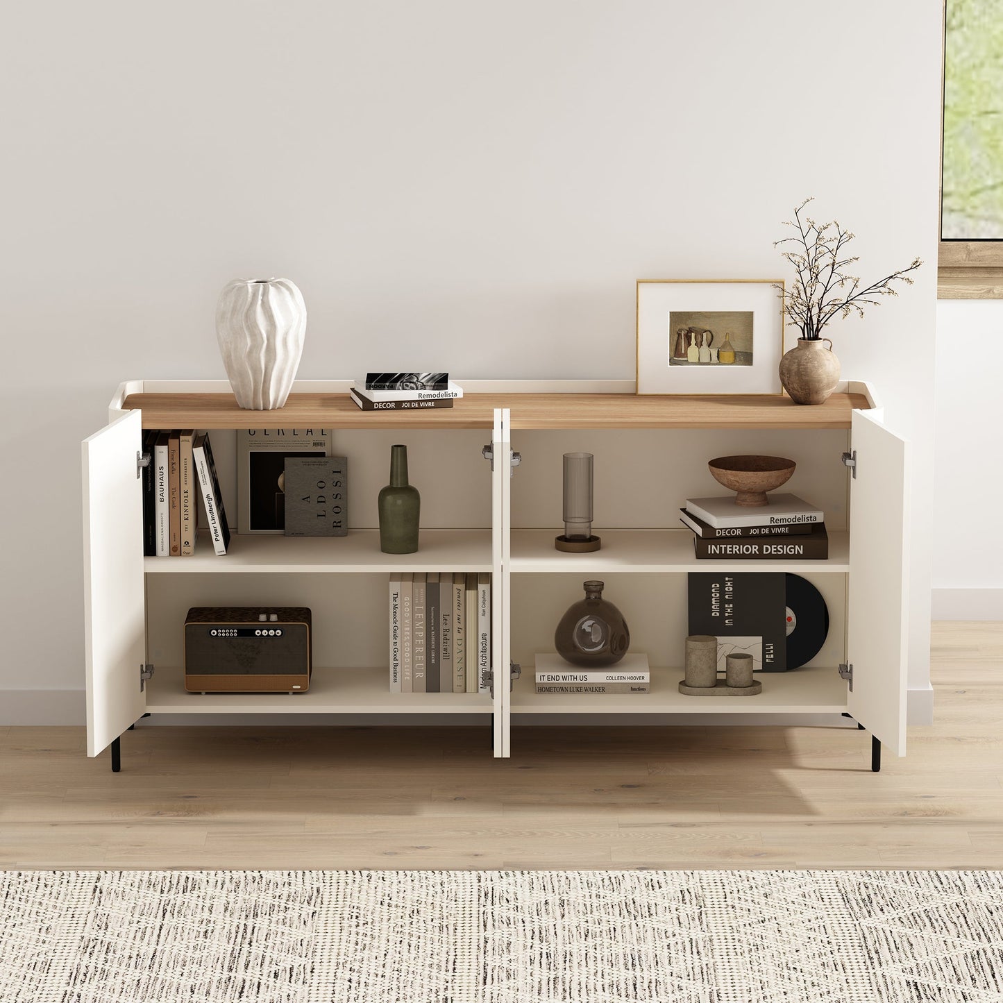 Manhattan Comfort 2-Piece Abbey Bookcase and Sideboard
