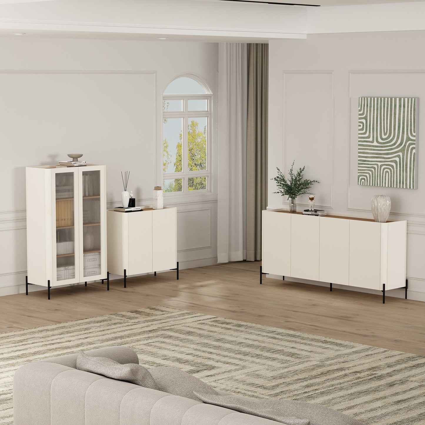 Manhattan Comfort 2-Piece Abbey Bookcase and Sideboard