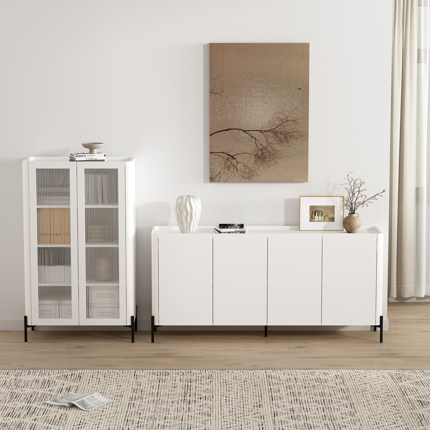 Manhattan Comfort 2-Piece Abbey Bookcase and Sideboard