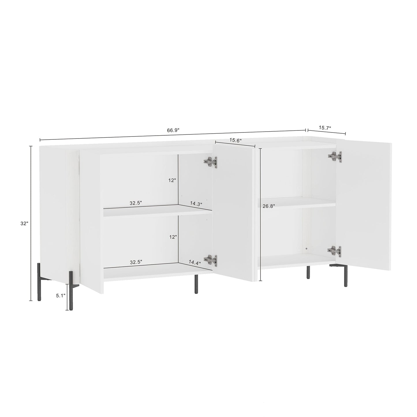 Manhattan Comfort 2-Piece Abbey Bookcase and Sideboard