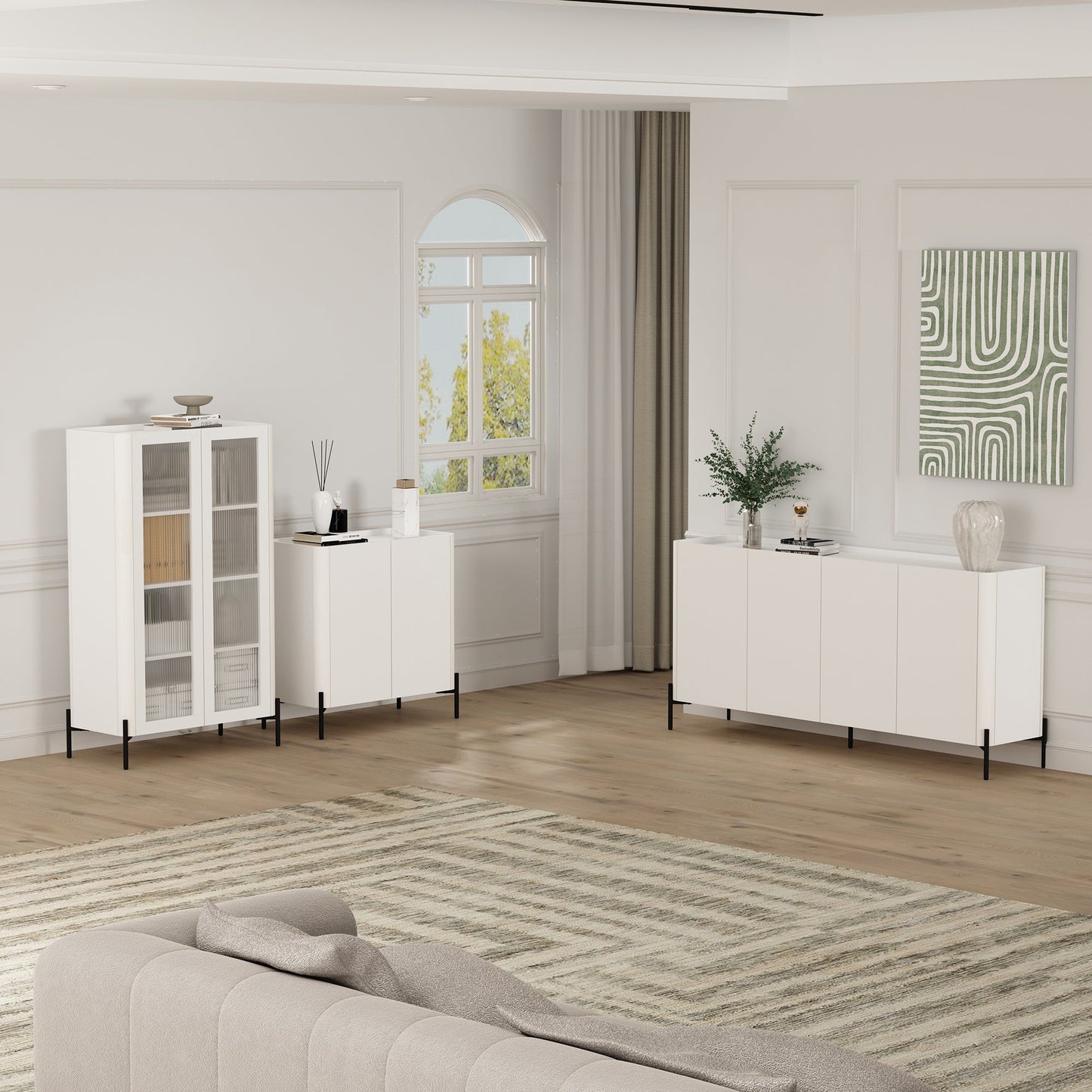 Manhattan Comfort 2-Piece Abbey Bookcase and Sideboard