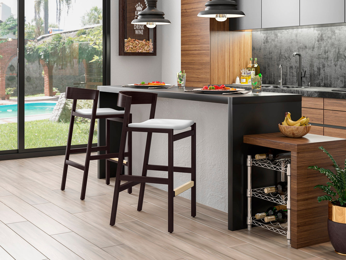 Manhattan Comfort Klismos Bar Stool - Set of 2
