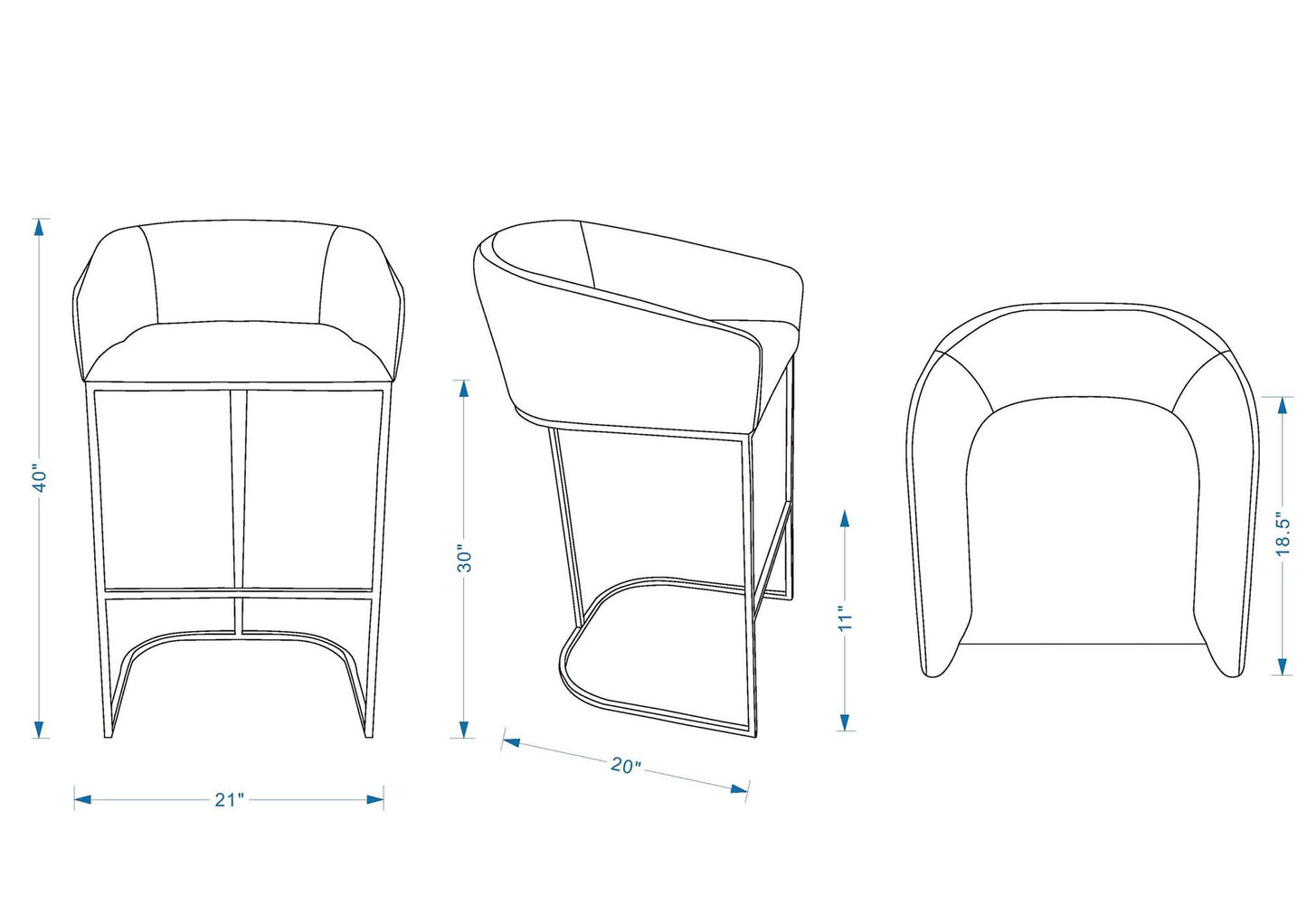 Manhattan Comfort Louvre Barstool - Set of 2