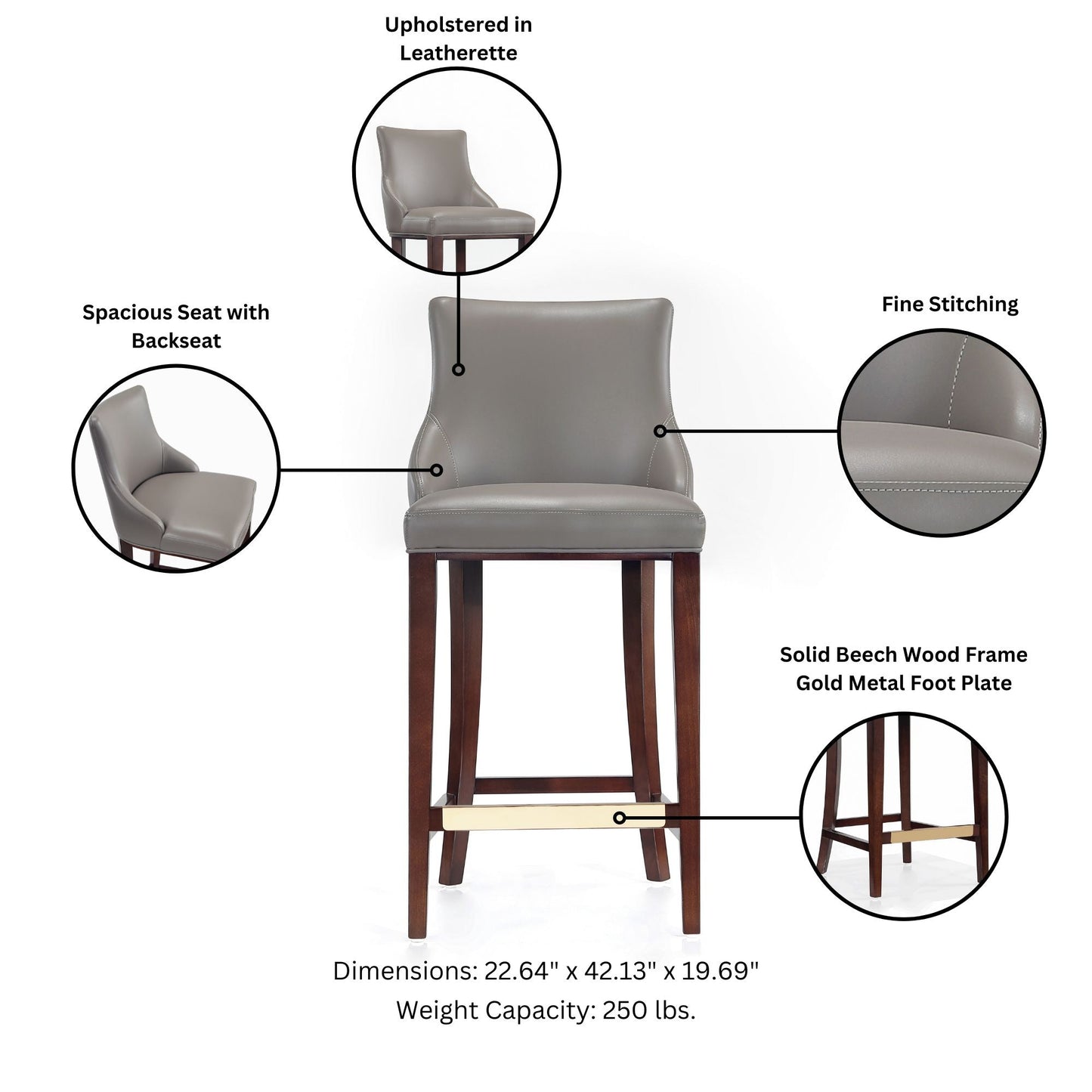 Manhattan Comfort Shubert Barstool - Set of 2