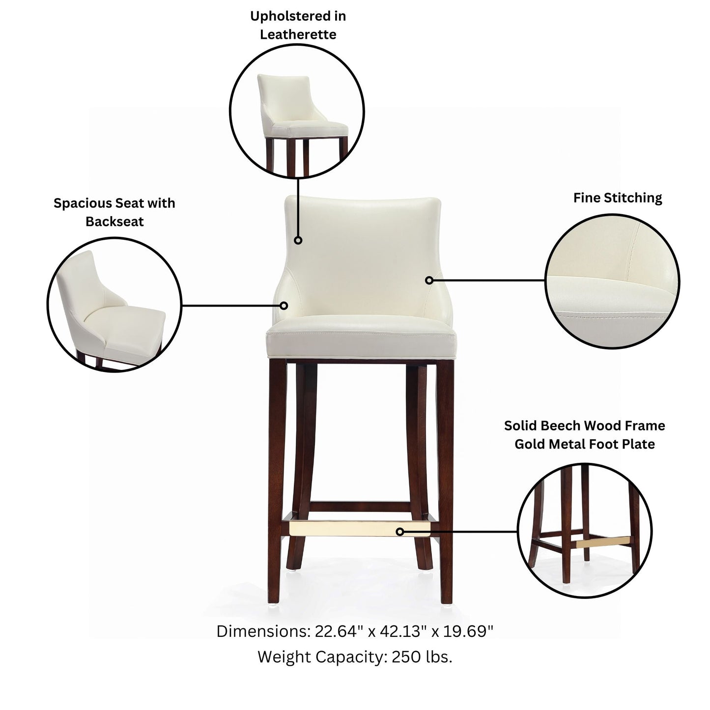 Manhattan Comfort Shubert Barstool - Set of 2