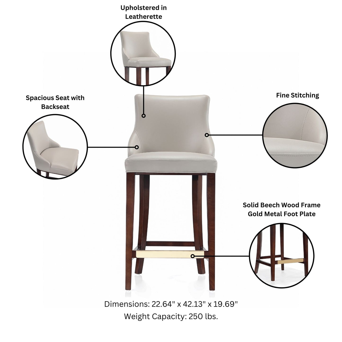 Manhattan Comfort Shubert Barstool - Set of 2