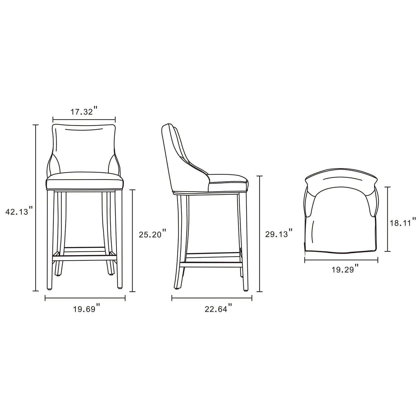Manhattan Comfort Shubert Barstool - Set of 2