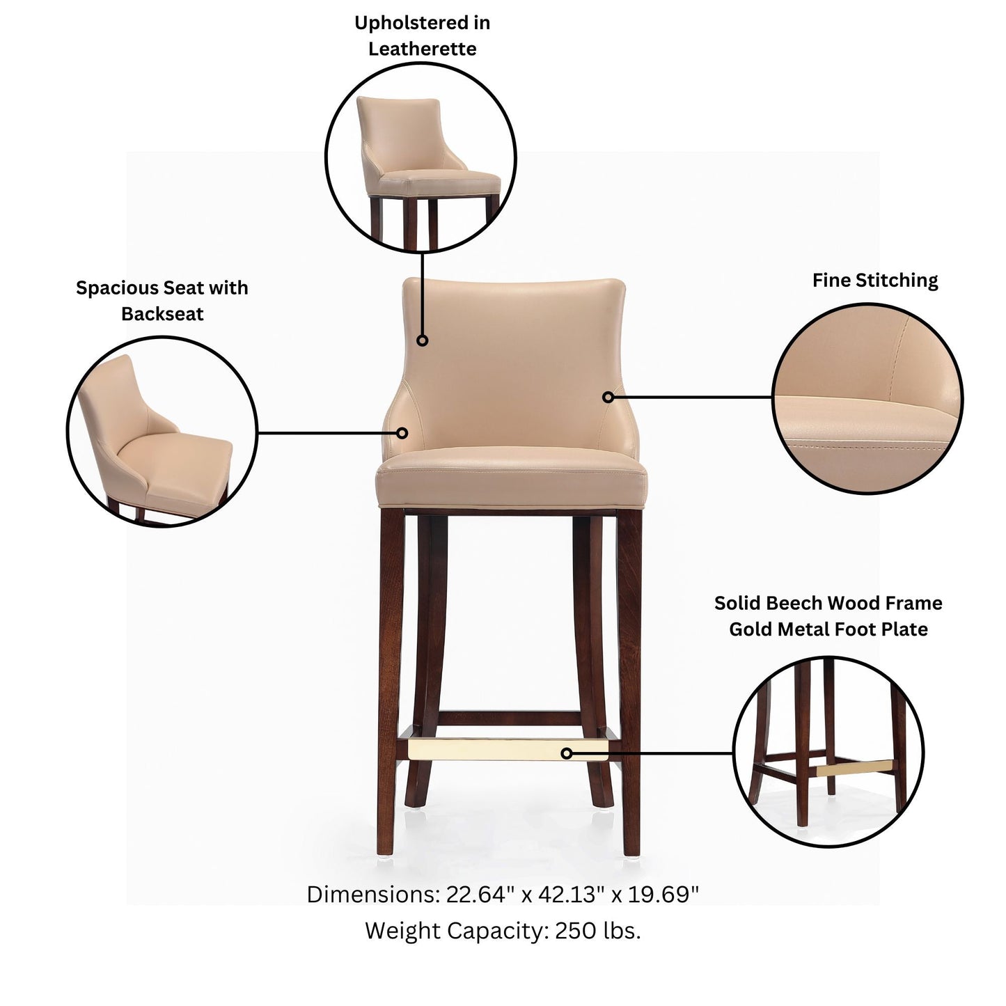 Manhattan Comfort Shubert Barstool - Set of 2